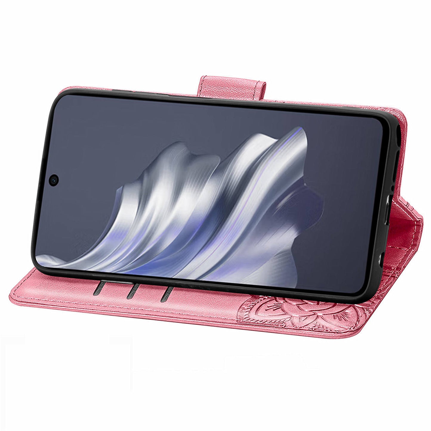 For Transsion Tecno Spark 20 Pro Case Butterfly Pattern Flip Folio PU Leather Phone Cover - Pink