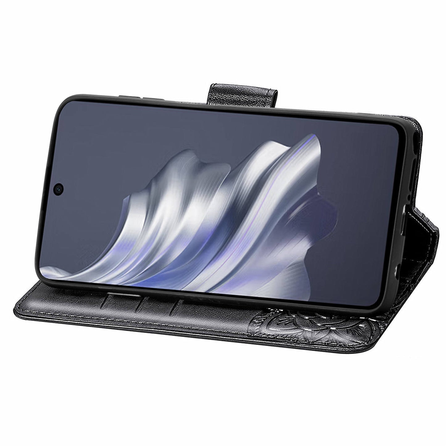 For Transsion Tecno Spark 20 Pro Case Butterfly Pattern Flip Folio PU Leather Phone Cover - Black