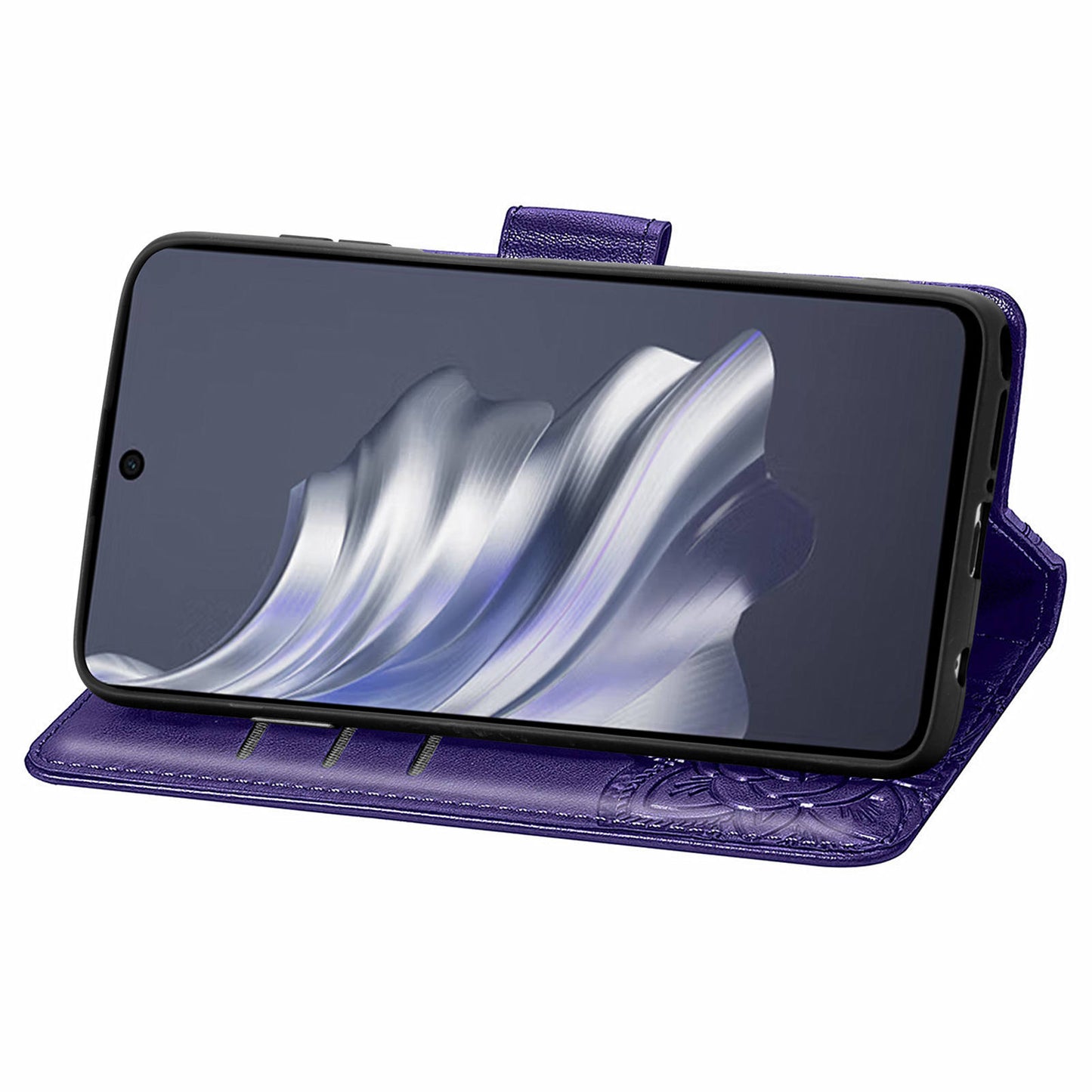 For Transsion Tecno Spark 20 Pro Case Butterfly Pattern Flip Folio PU Leather Phone Cover - Dark Purple