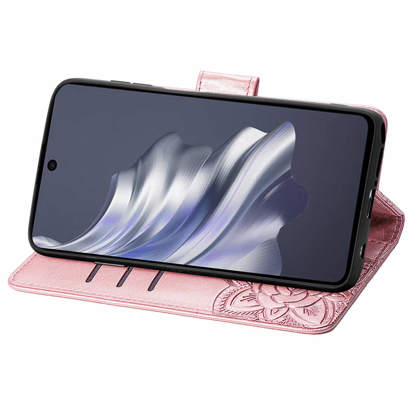 For Transsion Tecno Spark 20 Pro Case Butterfly Pattern Flip Folio PU Leather Phone Cover - Rose Gold