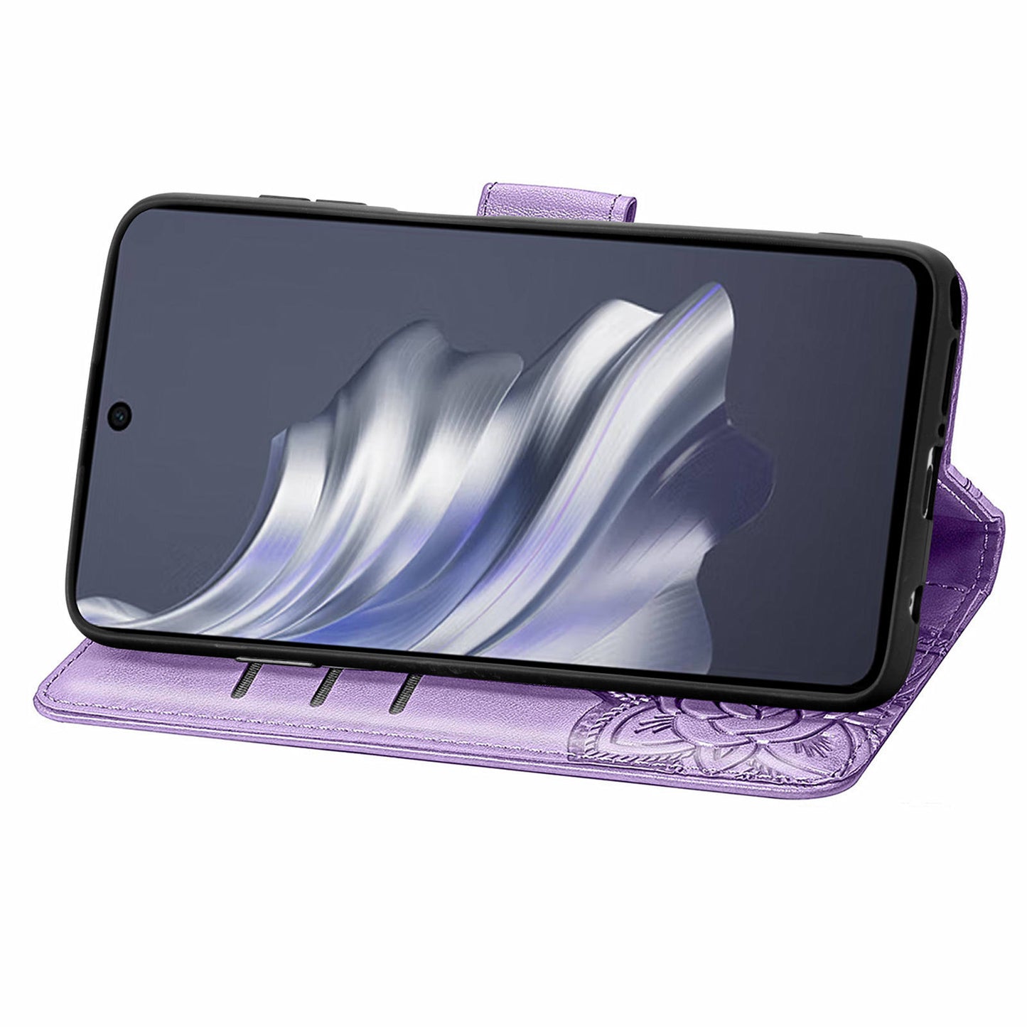 For Transsion Tecno Spark 20 Pro Case Butterfly Pattern Flip Folio PU Leather Phone Cover - Light Purple