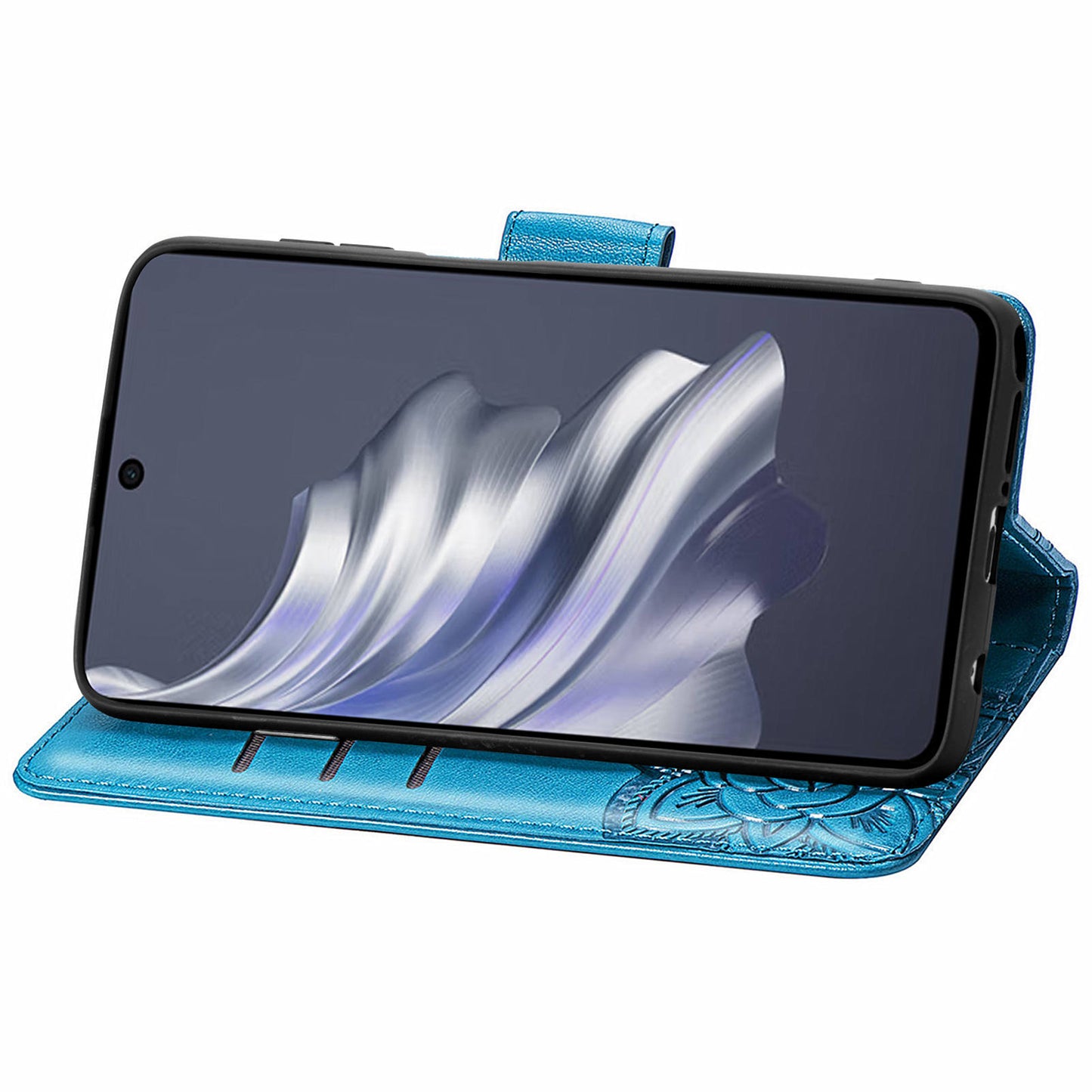 For Transsion Tecno Spark 20 Pro Case Butterfly Pattern Flip Folio PU Leather Phone Cover - Blue