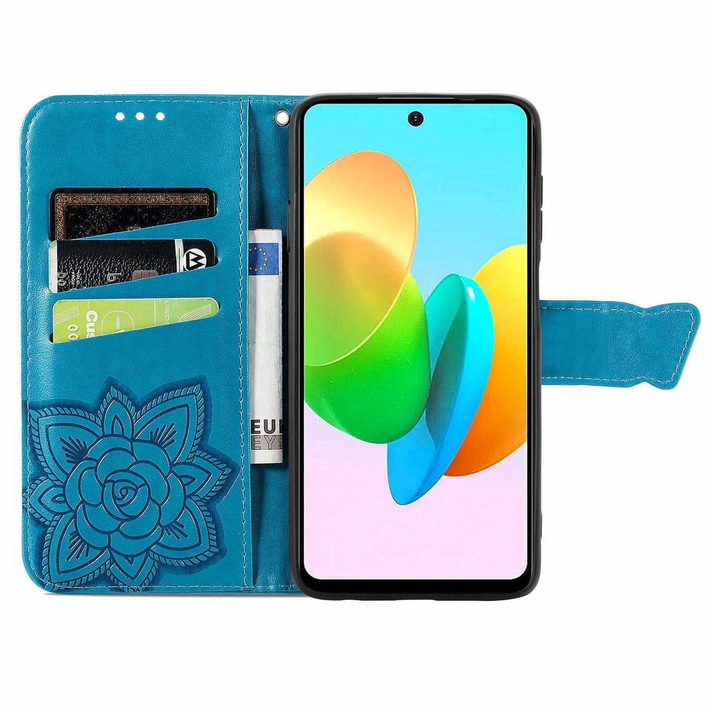 For Transsion Tecno Spark 20C Case Butterfly Imprinted PU Leather Stand Phone Cover Online Shopping Wholesale - Blue