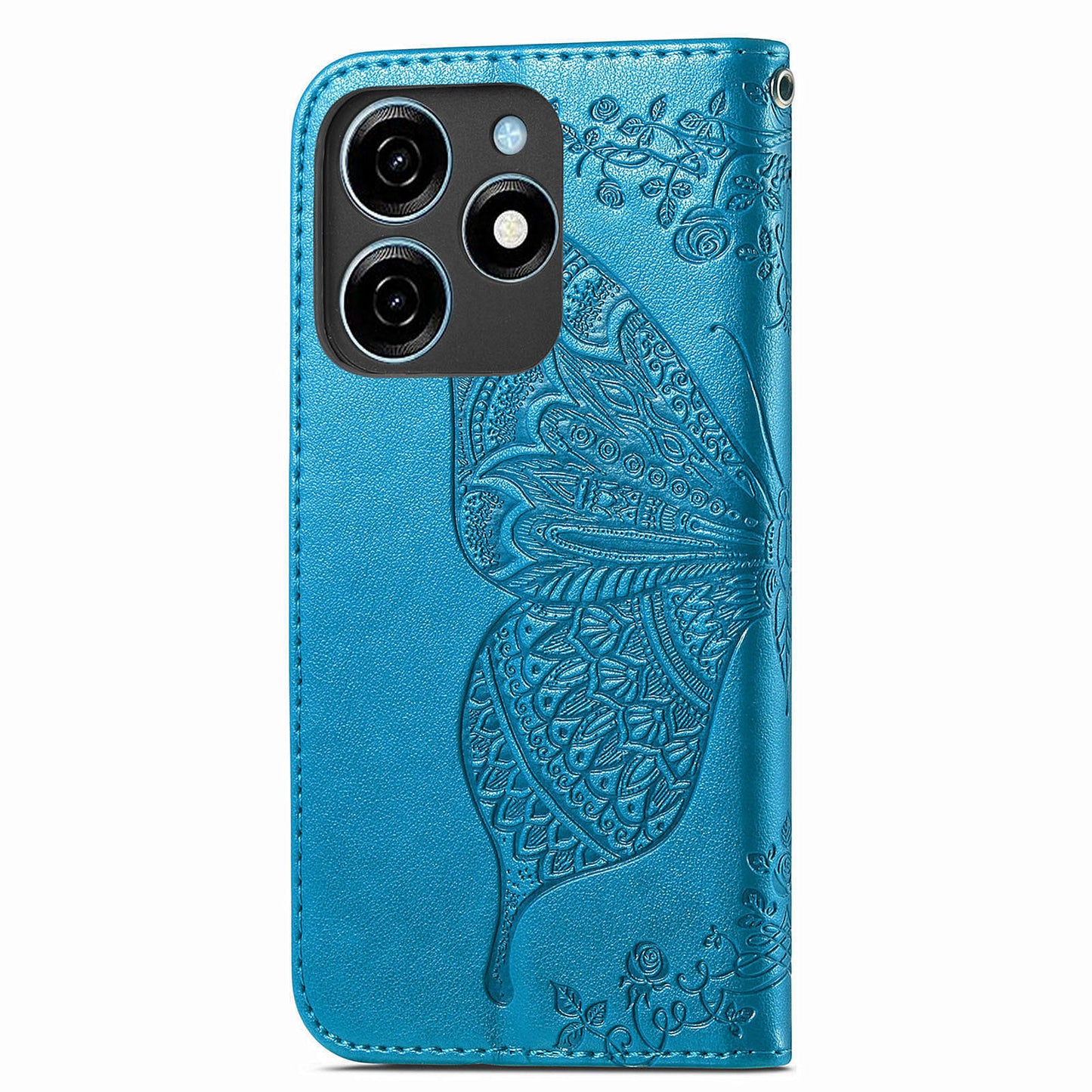 For Transsion Tecno Spark 20C Case Butterfly Imprinted PU Leather Stand Phone Cover Online Shopping Wholesale - Blue