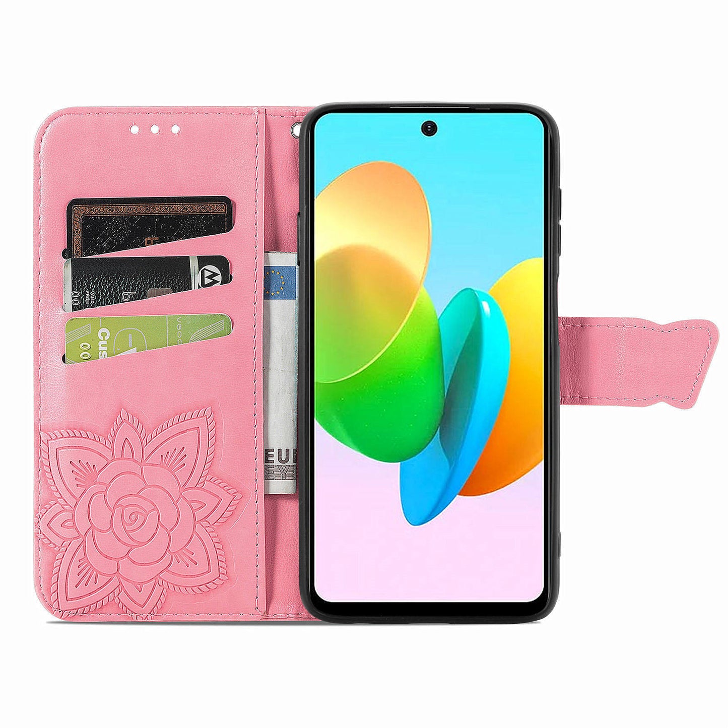 For Transsion Tecno Spark 20C Case Butterfly Imprinted PU Leather Stand Phone Cover Online Shopping Wholesale - Pink