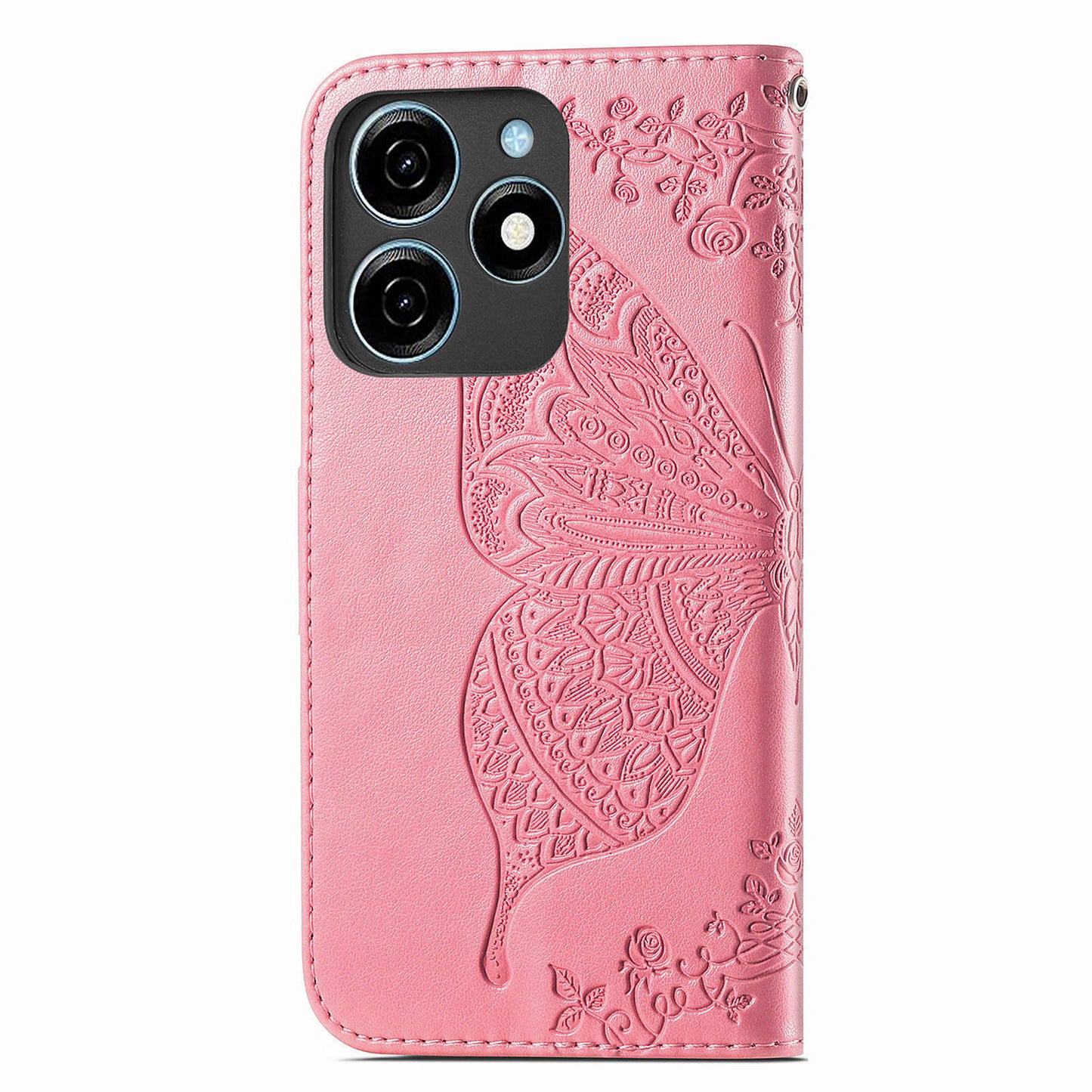 For Transsion Tecno Spark 20C Case Butterfly Imprinted PU Leather Stand Phone Cover Online Shopping Wholesale - Pink