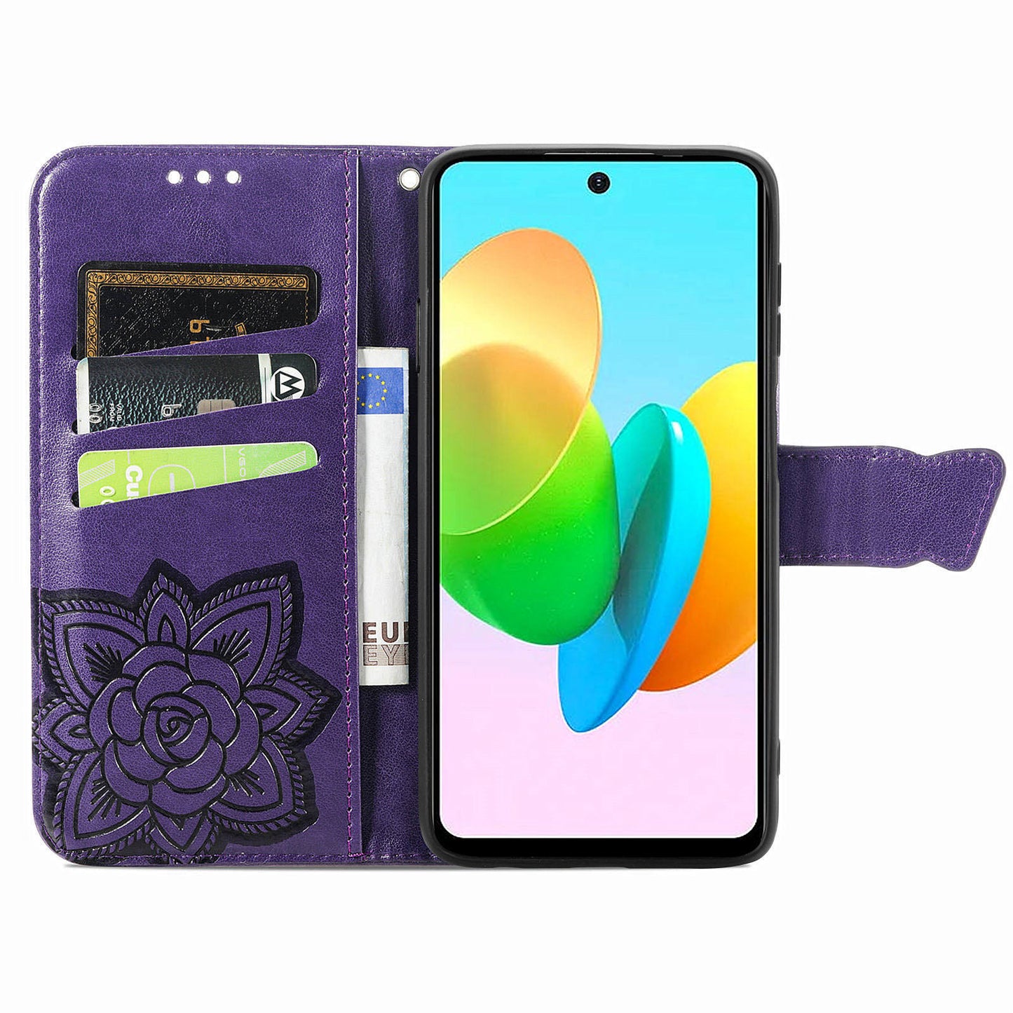 For Transsion Tecno Spark 20C Case Butterfly Imprinted PU Leather Stand Phone Cover Online Shopping Wholesale - Dark Purple