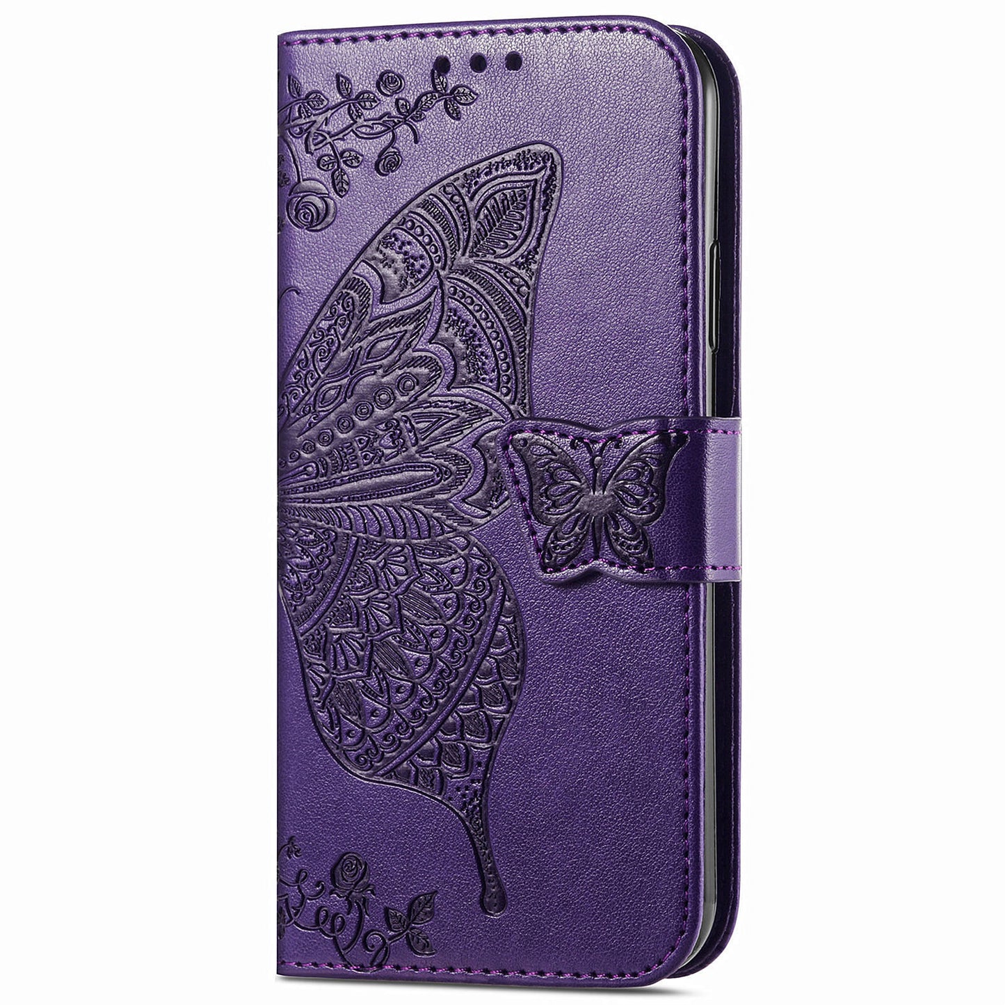 For Transsion Tecno Spark 20C Case Butterfly Imprinted PU Leather Stand Phone Cover Online Shopping Wholesale - Dark Purple