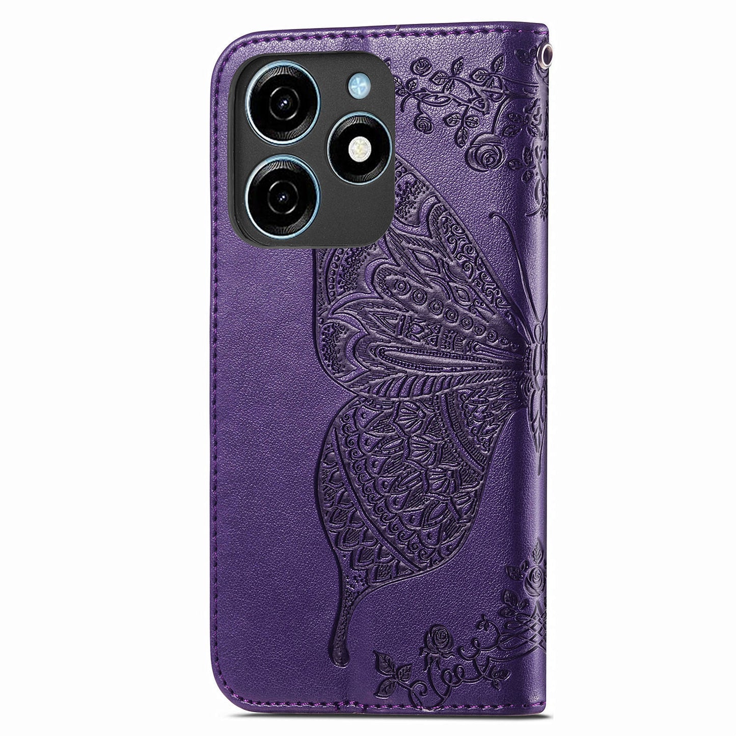 For Transsion Tecno Spark 20C Case Butterfly Imprinted PU Leather Stand Phone Cover Online Shopping Wholesale - Dark Purple