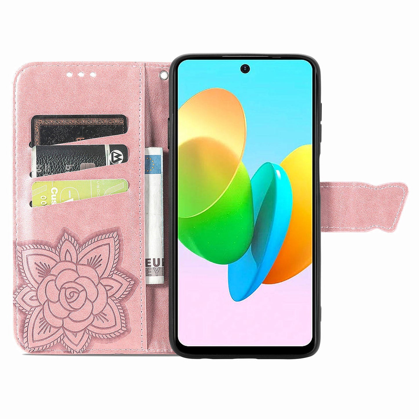 For Transsion Tecno Spark 20C Case Butterfly Imprinted PU Leather Stand Phone Cover Online Shopping Wholesale - Rose Gold