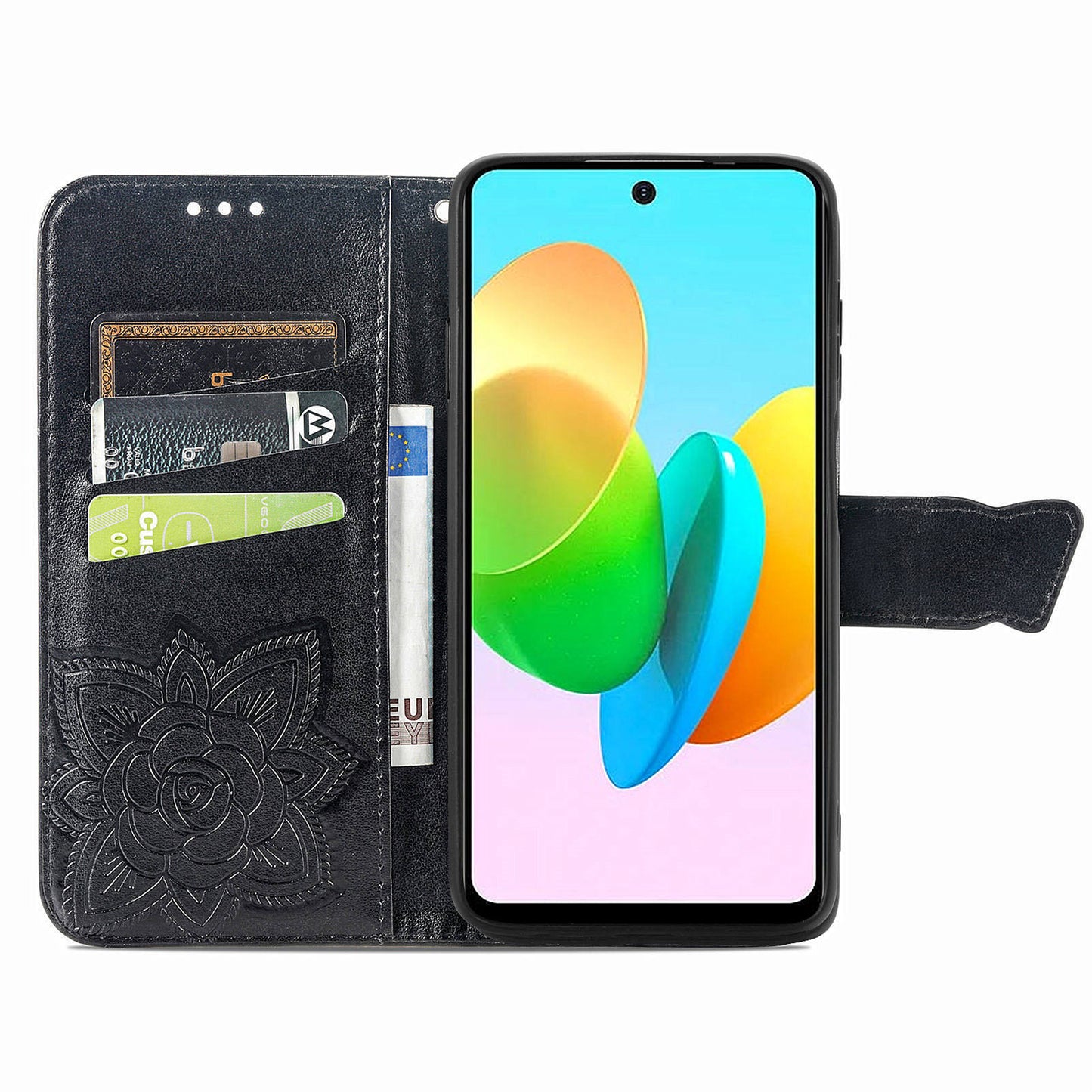 For Transsion Tecno Spark 20C Case Butterfly Imprinted PU Leather Stand Phone Cover Online Shopping Wholesale - Black