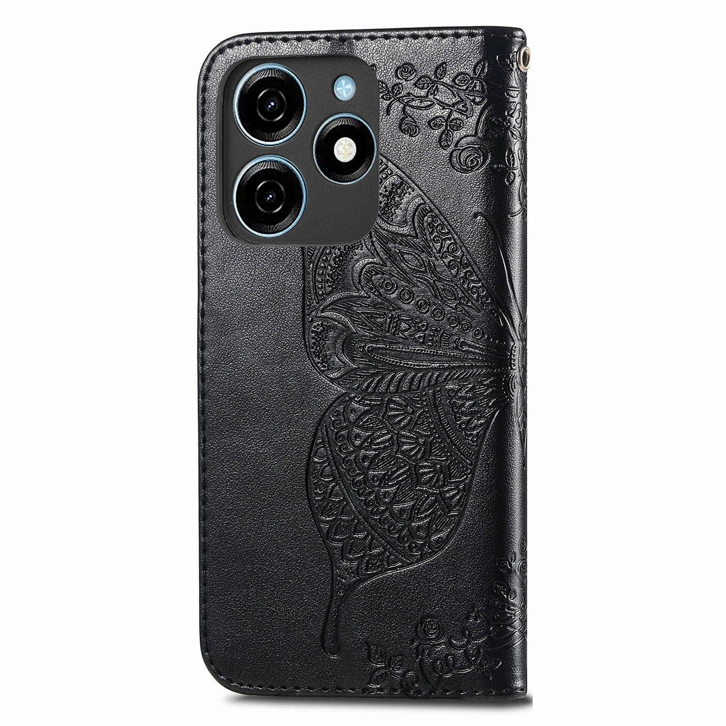 For Transsion Tecno Spark 20C Case Butterfly Imprinted PU Leather Stand Phone Cover Online Shopping Wholesale - Black
