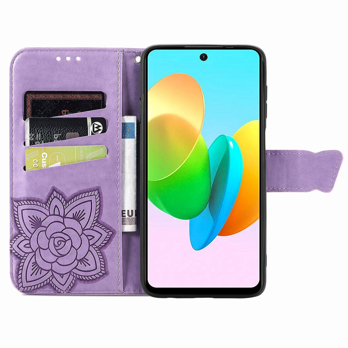For Transsion Tecno Spark 20C Case Butterfly Imprinted PU Leather Stand Phone Cover Online Shopping Wholesale - Light Purple
