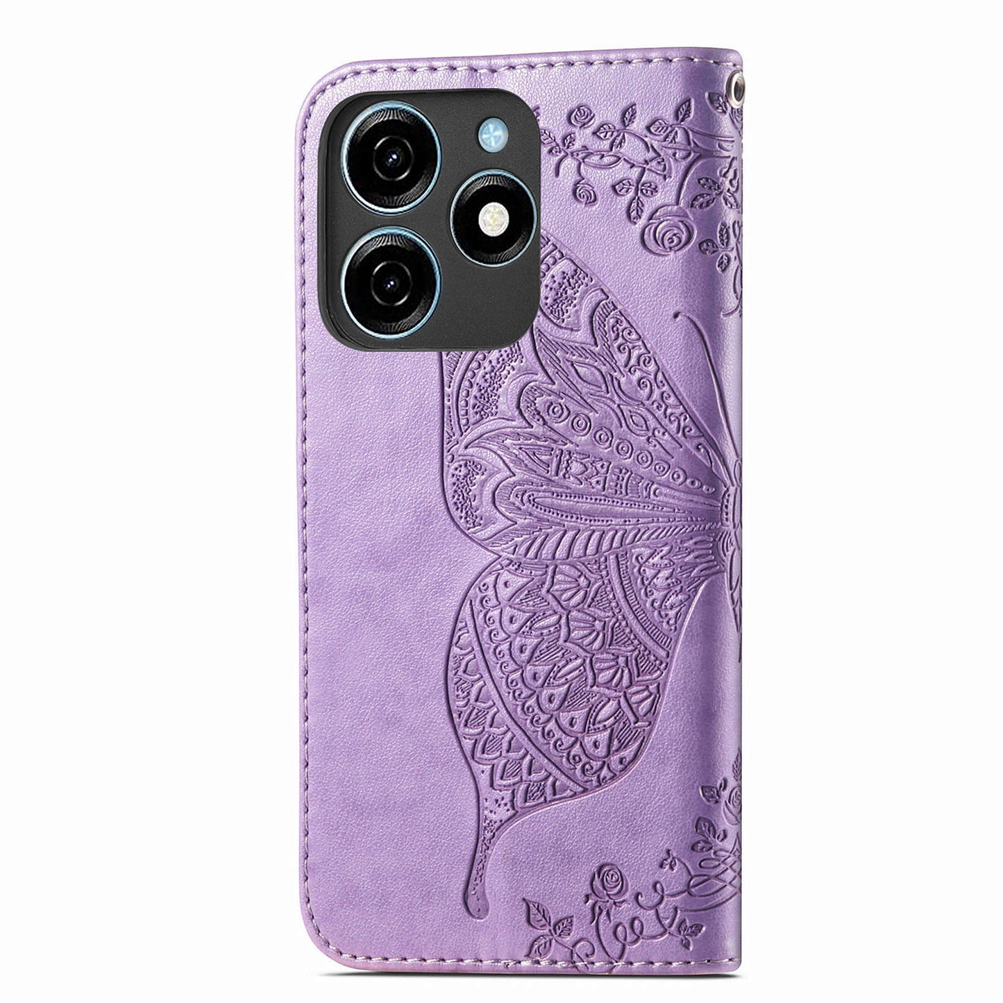 For Transsion Tecno Spark 20C Case Butterfly Imprinted PU Leather Stand Phone Cover Online Shopping Wholesale - Light Purple