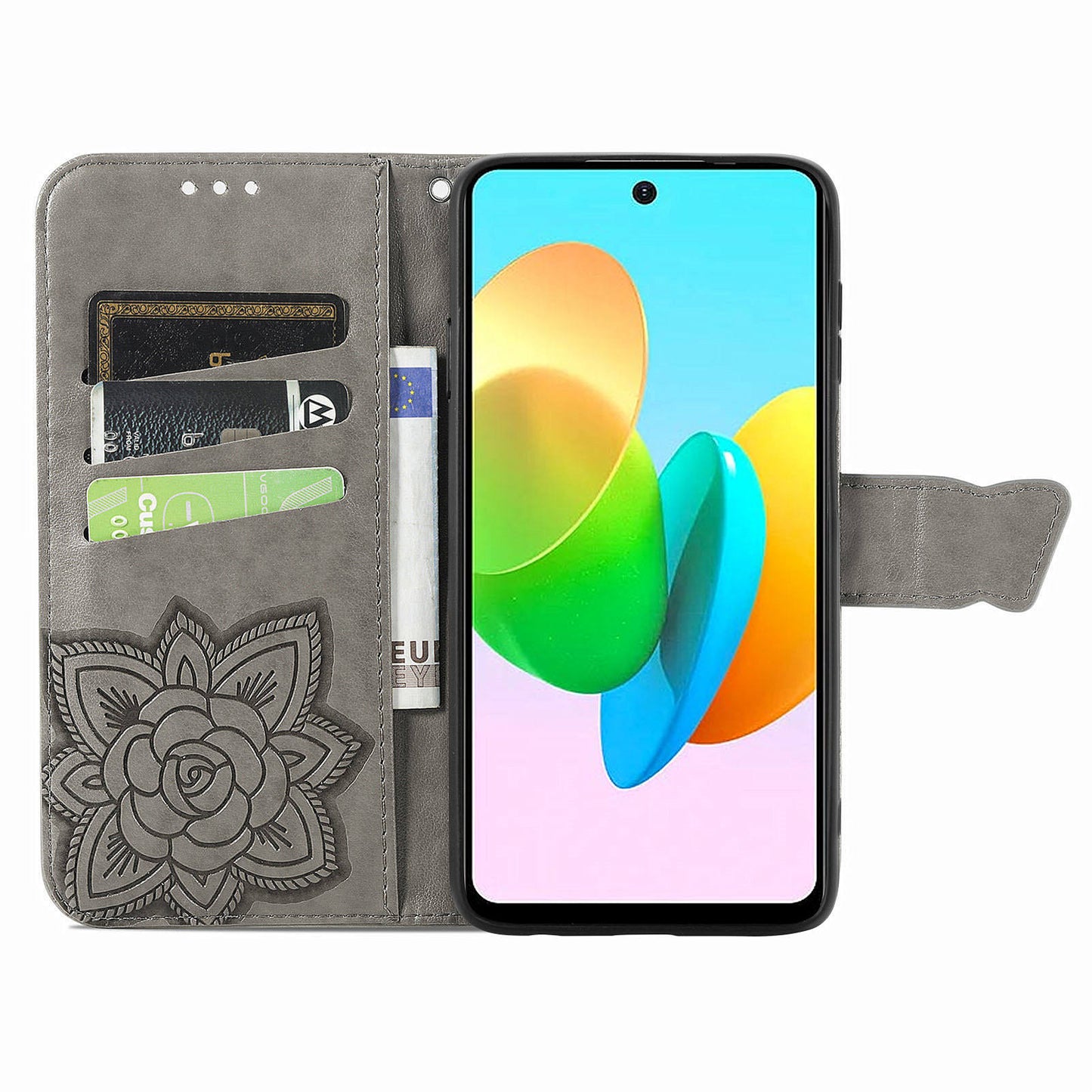 For Transsion Tecno Spark 20C Case Butterfly Imprinted PU Leather Stand Phone Cover Online Shopping Wholesale - Grey