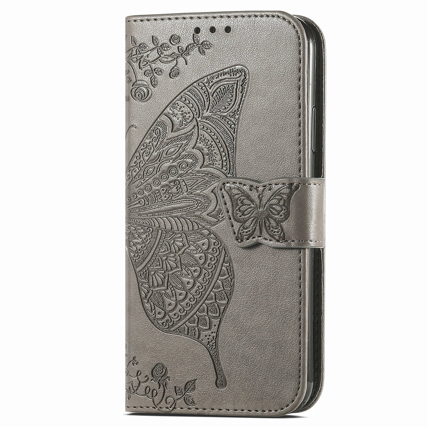 For Transsion Tecno Spark 20C Case Butterfly Imprinted PU Leather Stand Phone Cover Online Shopping Wholesale - Grey