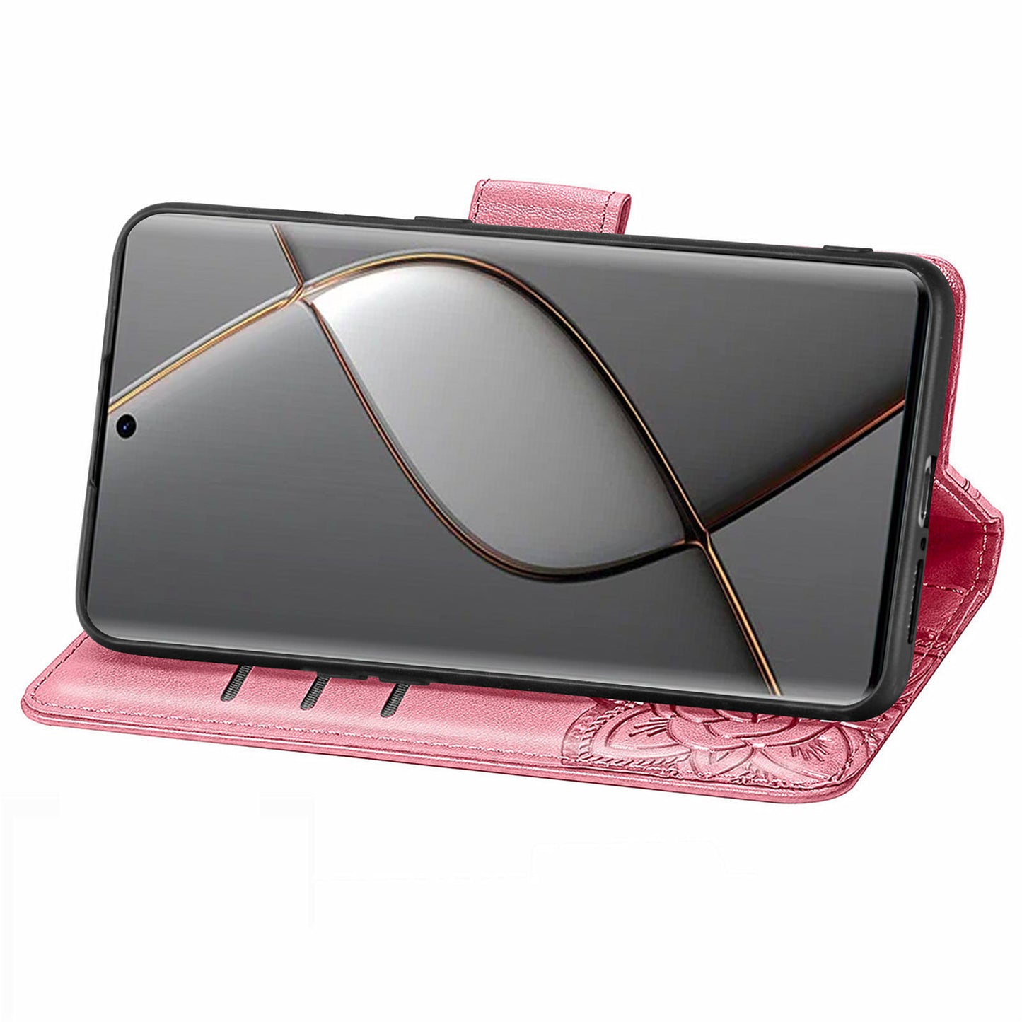 For Transsion Tecno Spark 20 Pro+ Case Butterfly PU Leather Wallet Flip Protective Phone Cover with Wrist Strap - Pink