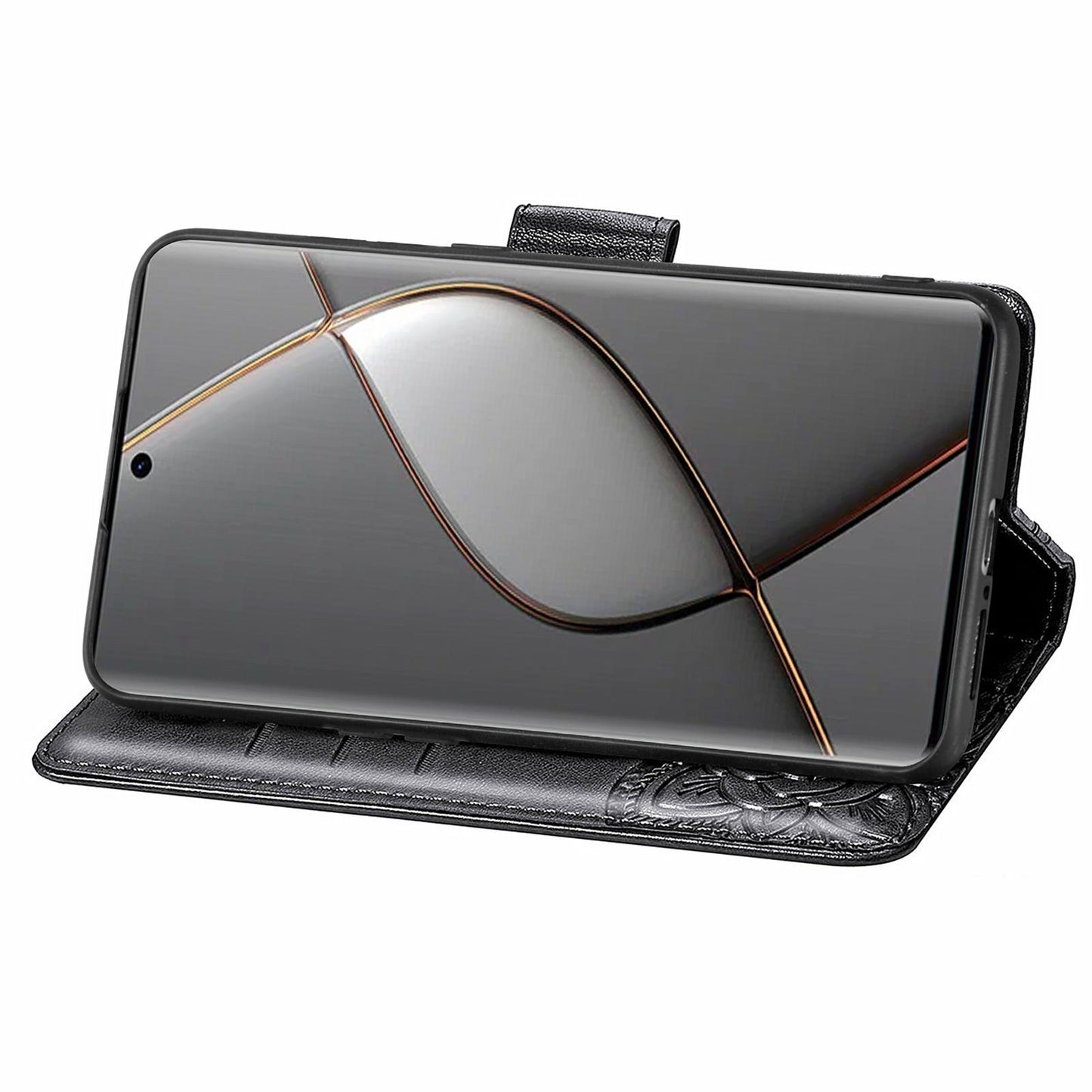 For Transsion Tecno Spark 20 Pro+ Case Butterfly PU Leather Wallet Flip Protective Phone Cover with Wrist Strap - Black