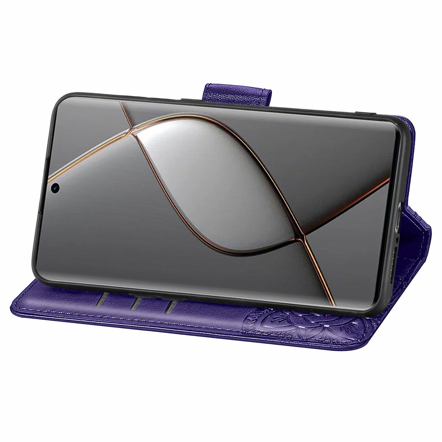 For Transsion Tecno Spark 20 Pro+ Case Butterfly PU Leather Wallet Flip Protective Phone Cover with Wrist Strap - Dark Purple