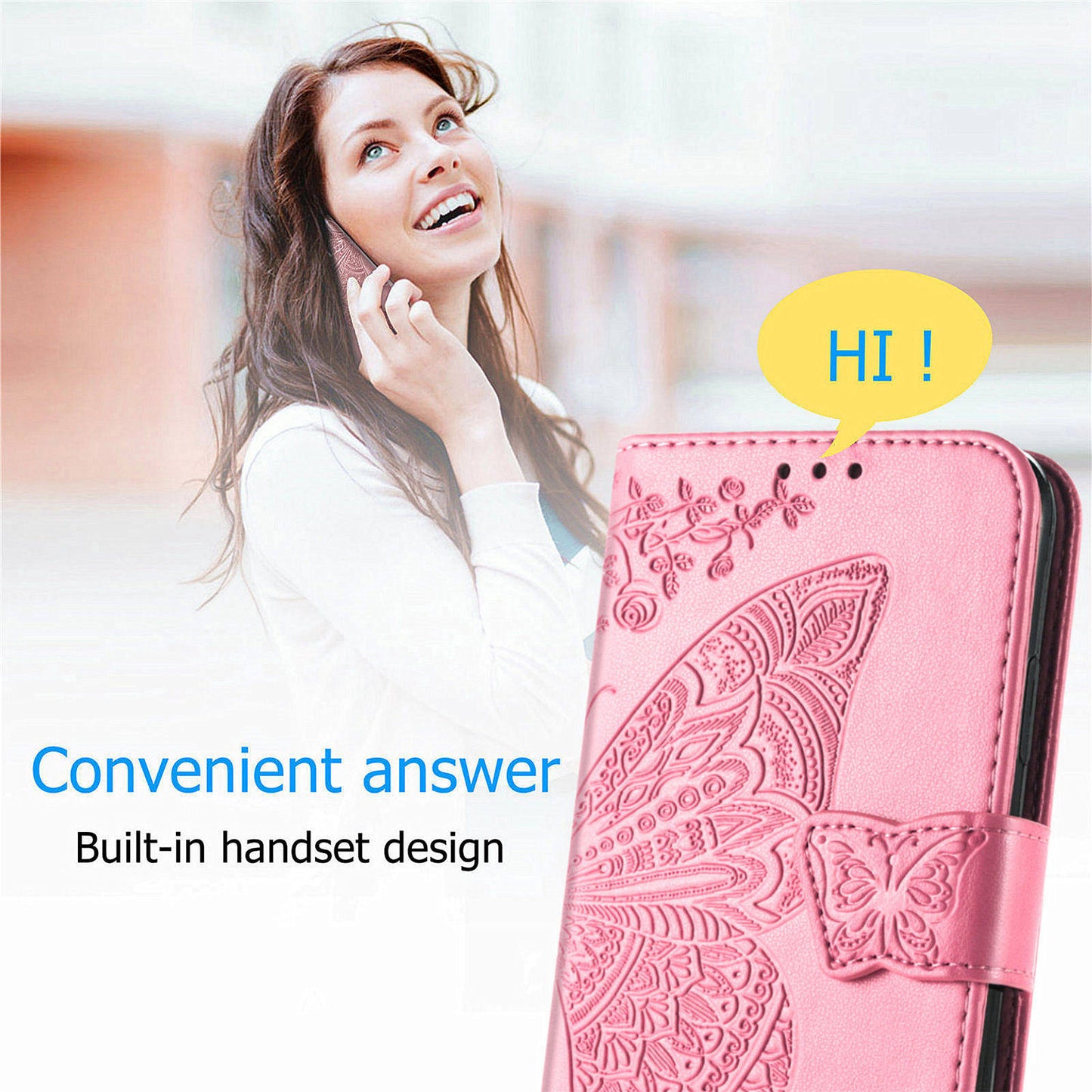 For Oppo Reno11 Pro 5G (Global) Leather Wallet Case Stand Card Holder Slots Butterfly Pattern Phone Cover - Pink