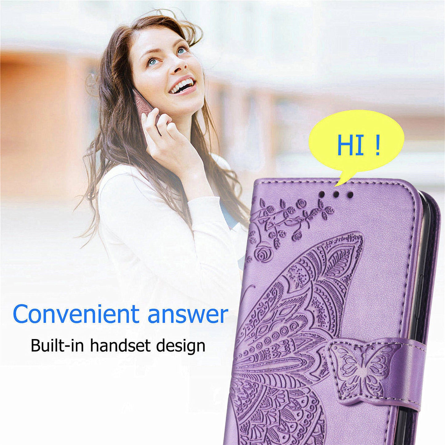 For Oppo Reno11 Pro 5G (Global) Leather Wallet Case Stand Card Holder Slots Butterfly Pattern Phone Cover - Light Purple