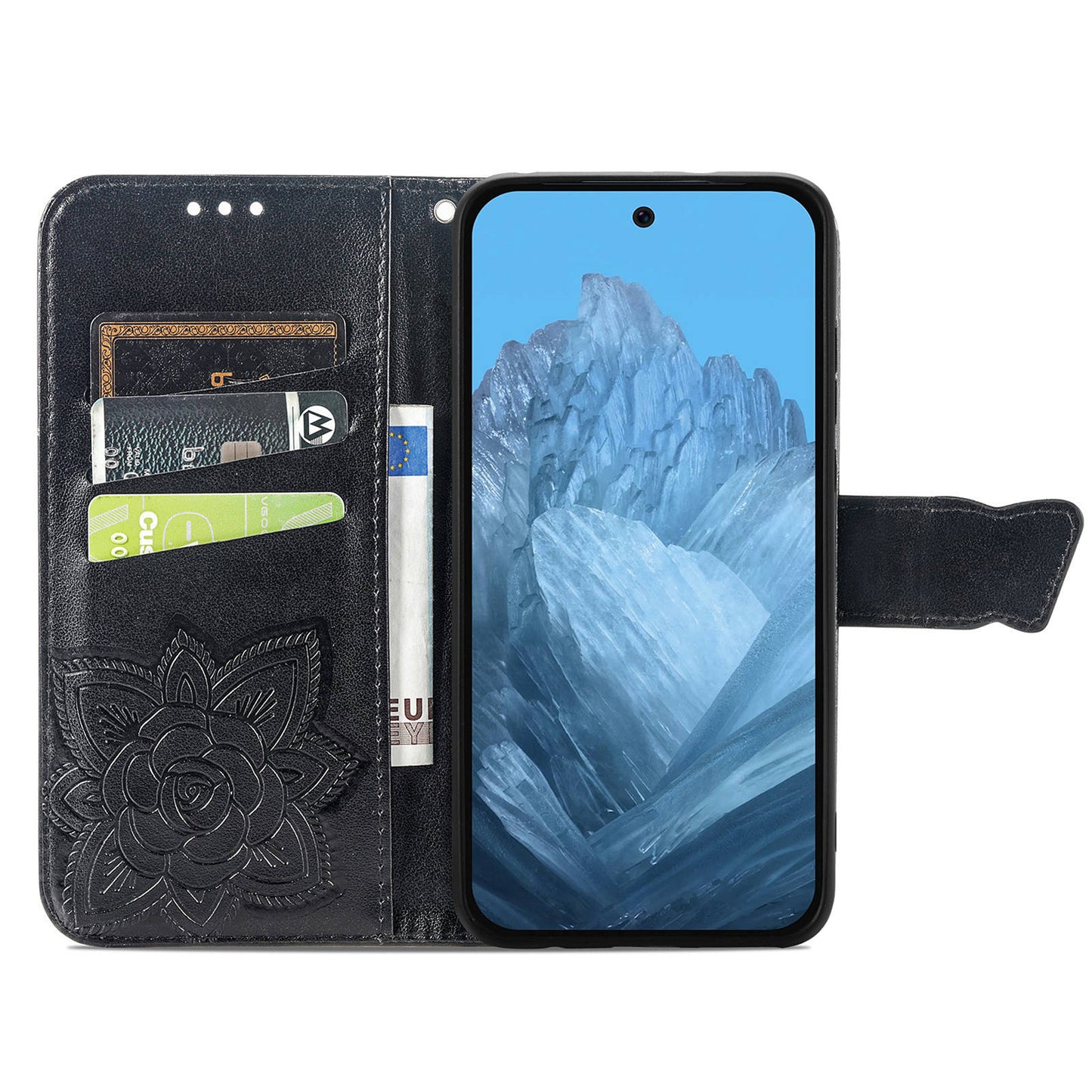 For Google Pixel 9 Pro Case Butterfly PU Leather Stand Card Holders Phone Cover Wholesale Online Stores - Black