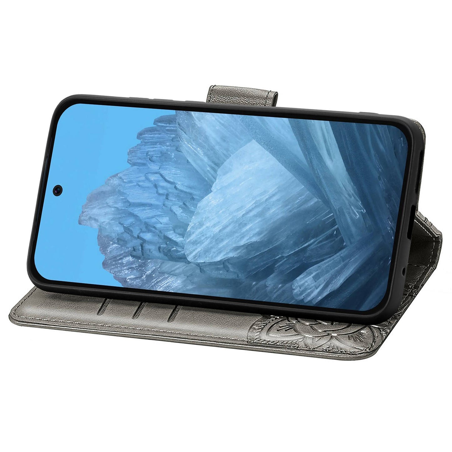 For Google Pixel 9 Pro Case Butterfly PU Leather Stand Card Holders Phone Cover Wholesale Online Stores - Grey