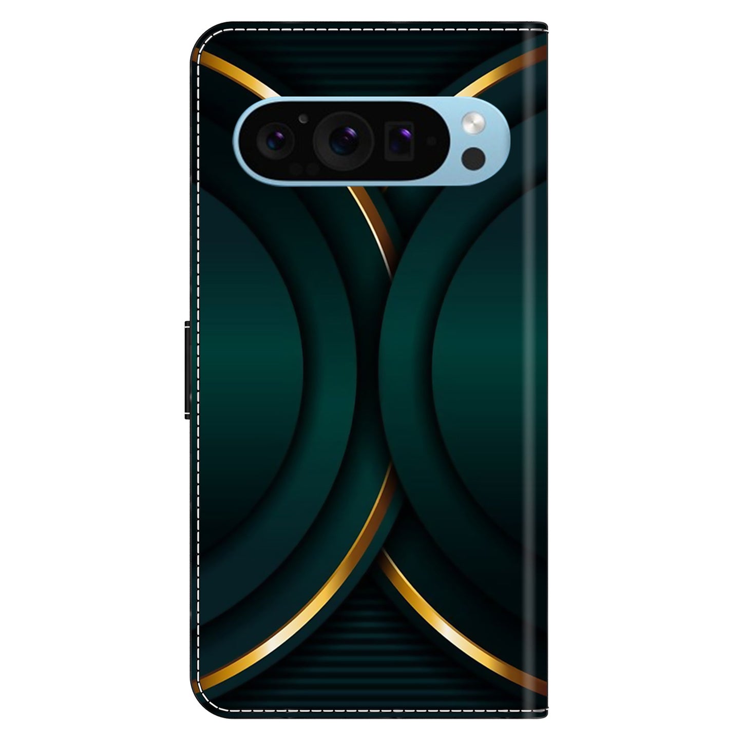 For Google Pixel 9 Pro Case Stand 3D Pattern PU Leather Flip Wallet Phone Cover - Gold Contour