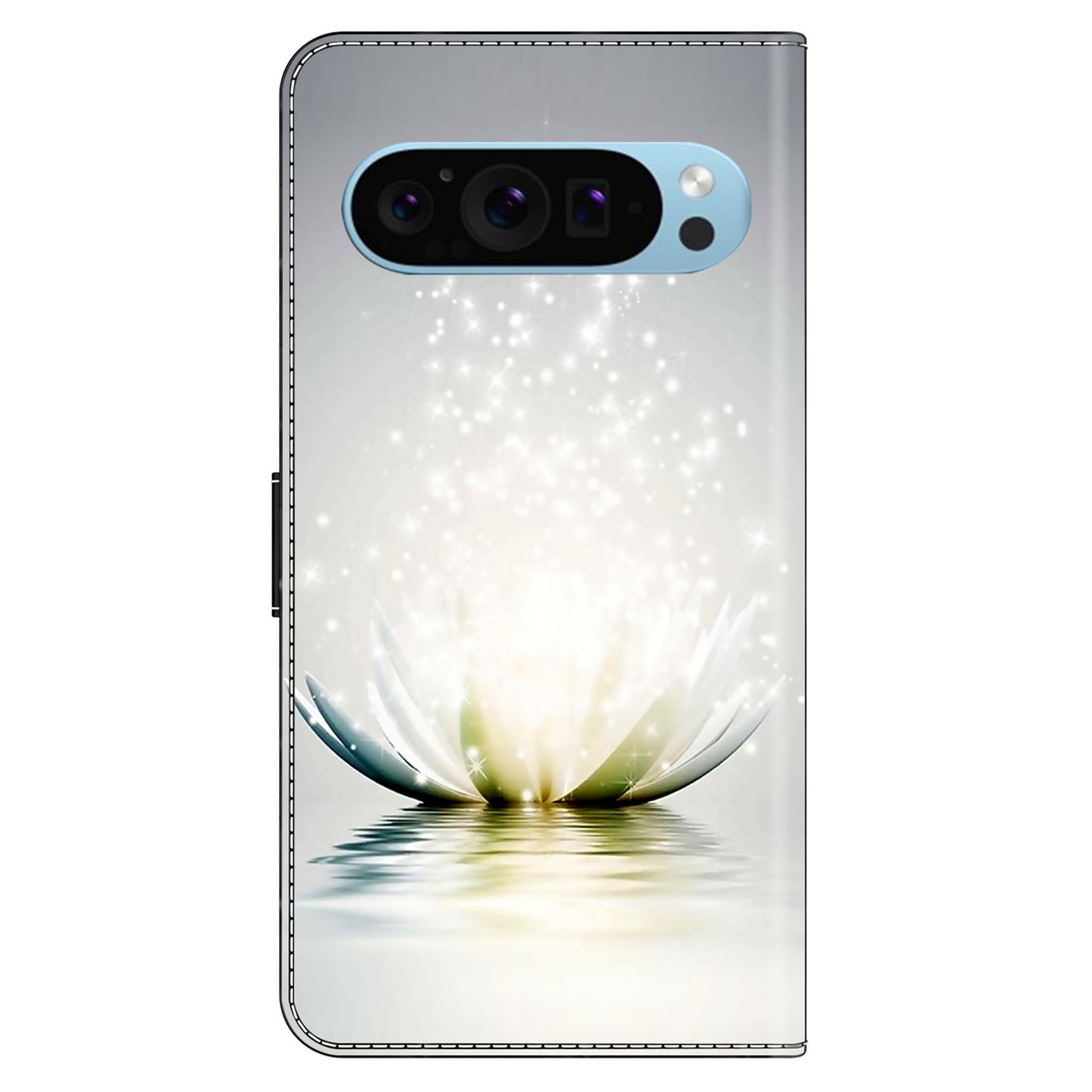 For Google Pixel 9 Pro Case Stand 3D Pattern PU Leather Flip Wallet Phone Cover - Lotus