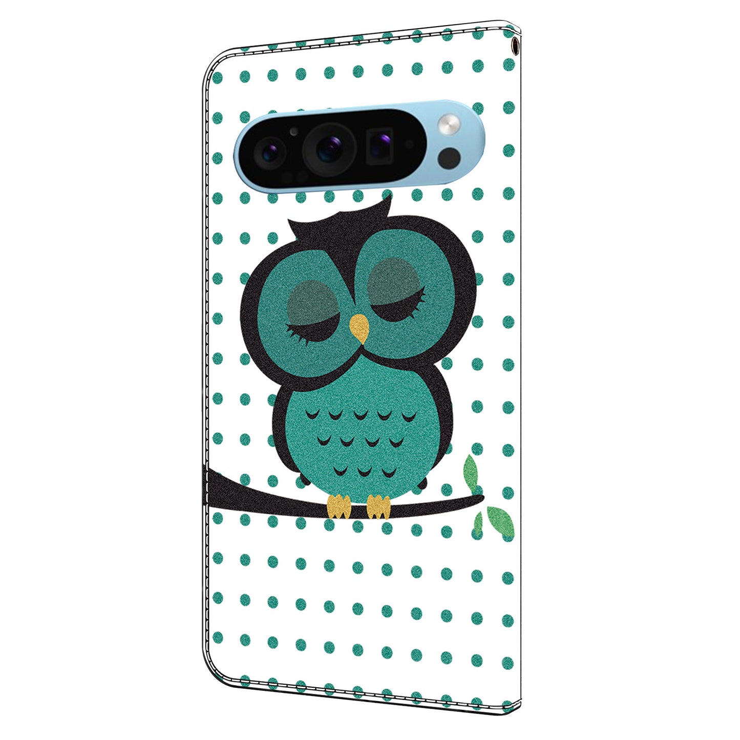 For Google Pixel 9 Case PU Leather 3D Pattern Wallet Phone Cover with Magnetic Clasp - Sleeping Owl