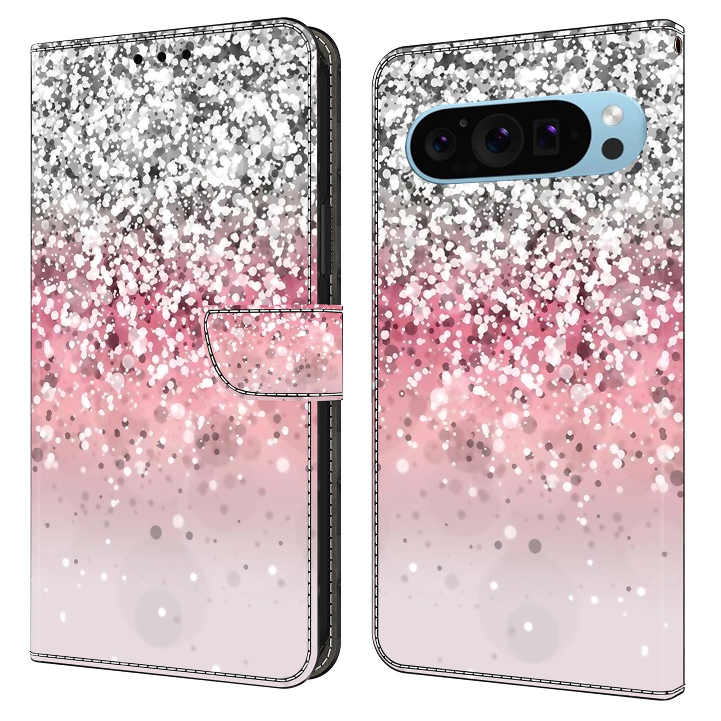 For Google Pixel 9 Case PU Leather 3D Pattern Wallet Phone Cover with Magnetic Clasp - Gradient