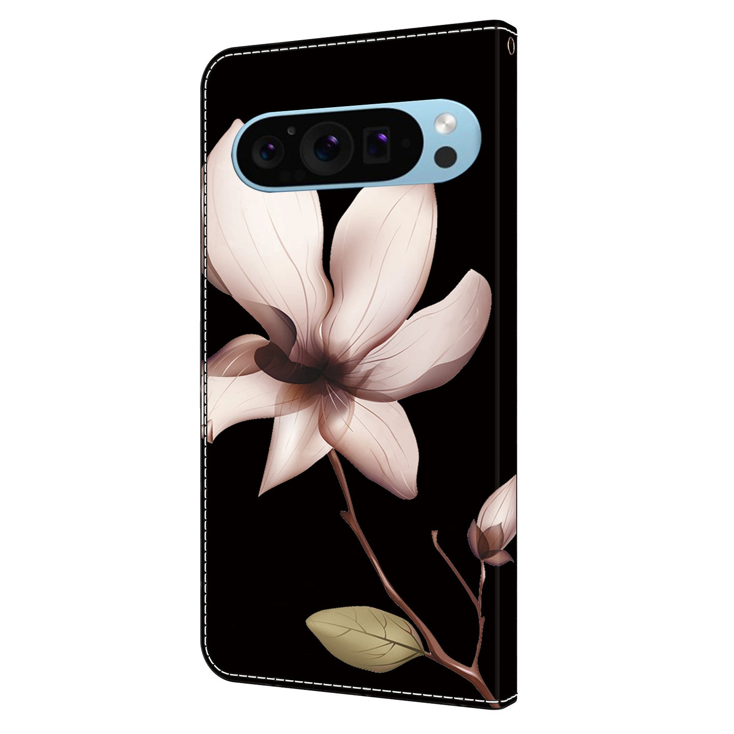 For Google Pixel 9 Case PU Leather 3D Pattern Wallet Phone Cover with Magnetic Clasp - Pink Flower