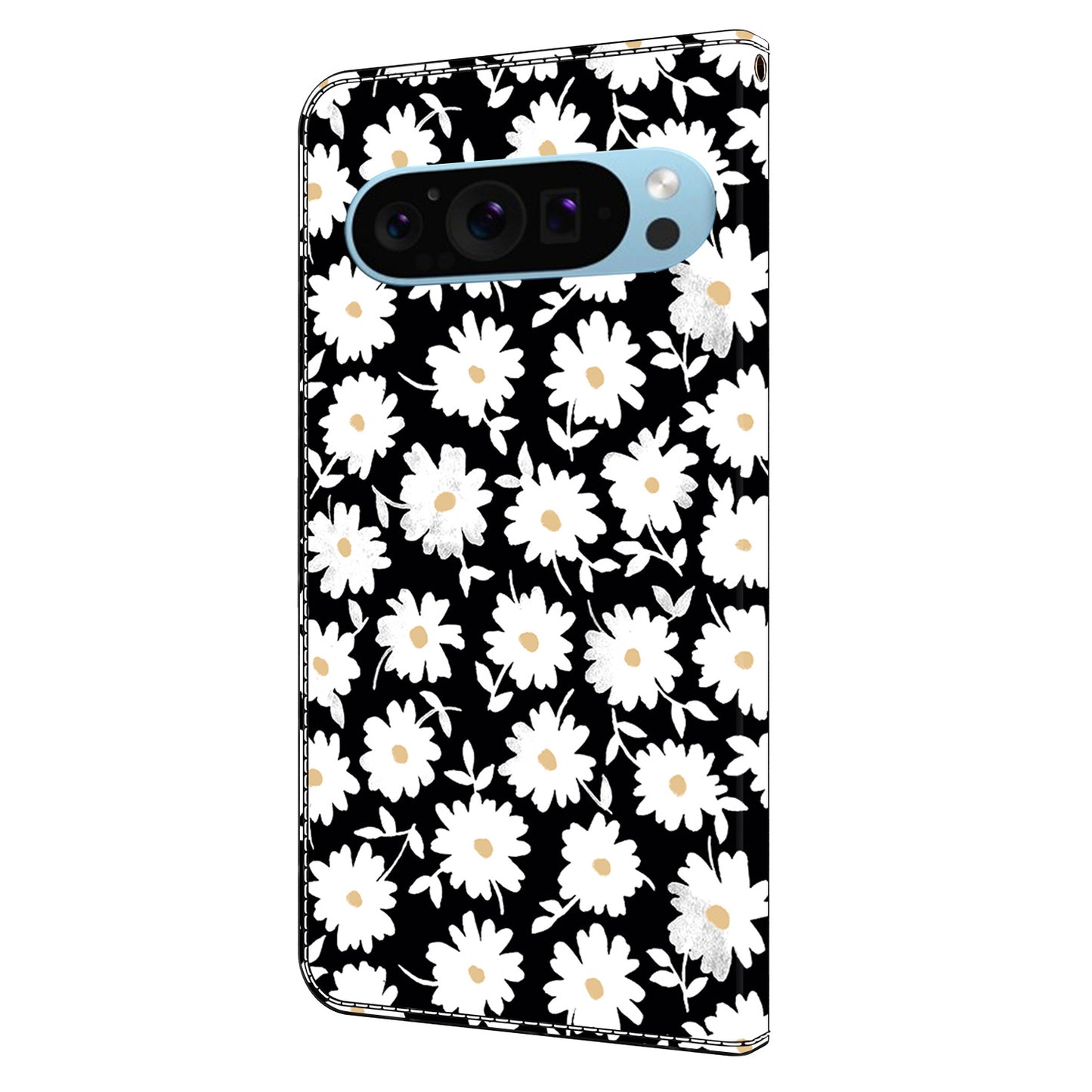 For Google Pixel 9 Case PU Leather 3D Pattern Wallet Phone Cover with Magnetic Clasp - Floral