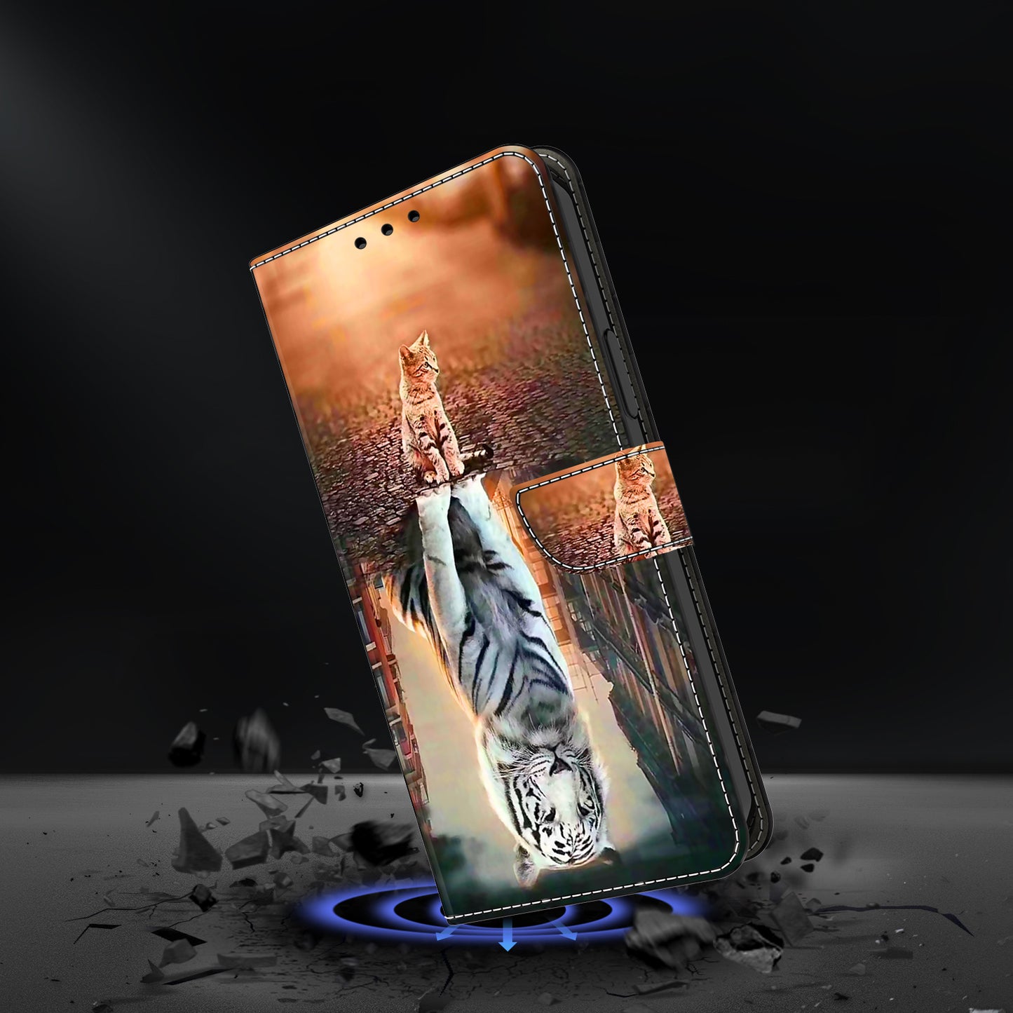 For Google Pixel 9 Case PU Leather 3D Pattern Wallet Phone Cover with Magnetic Clasp - Cat and Tiger