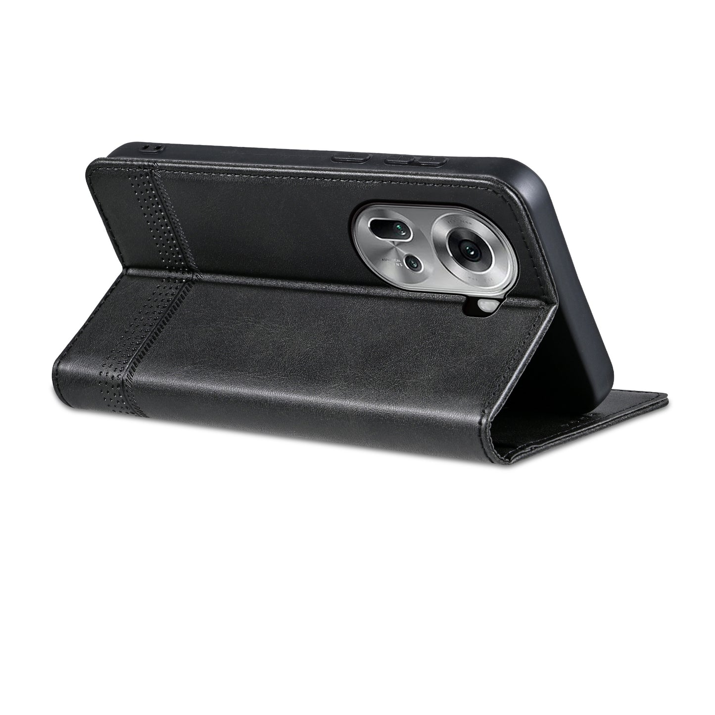 AZNS For Oppo Reno11 5G (Global) Case PU Leather Flip Stand Wallet Phone Cover - Black