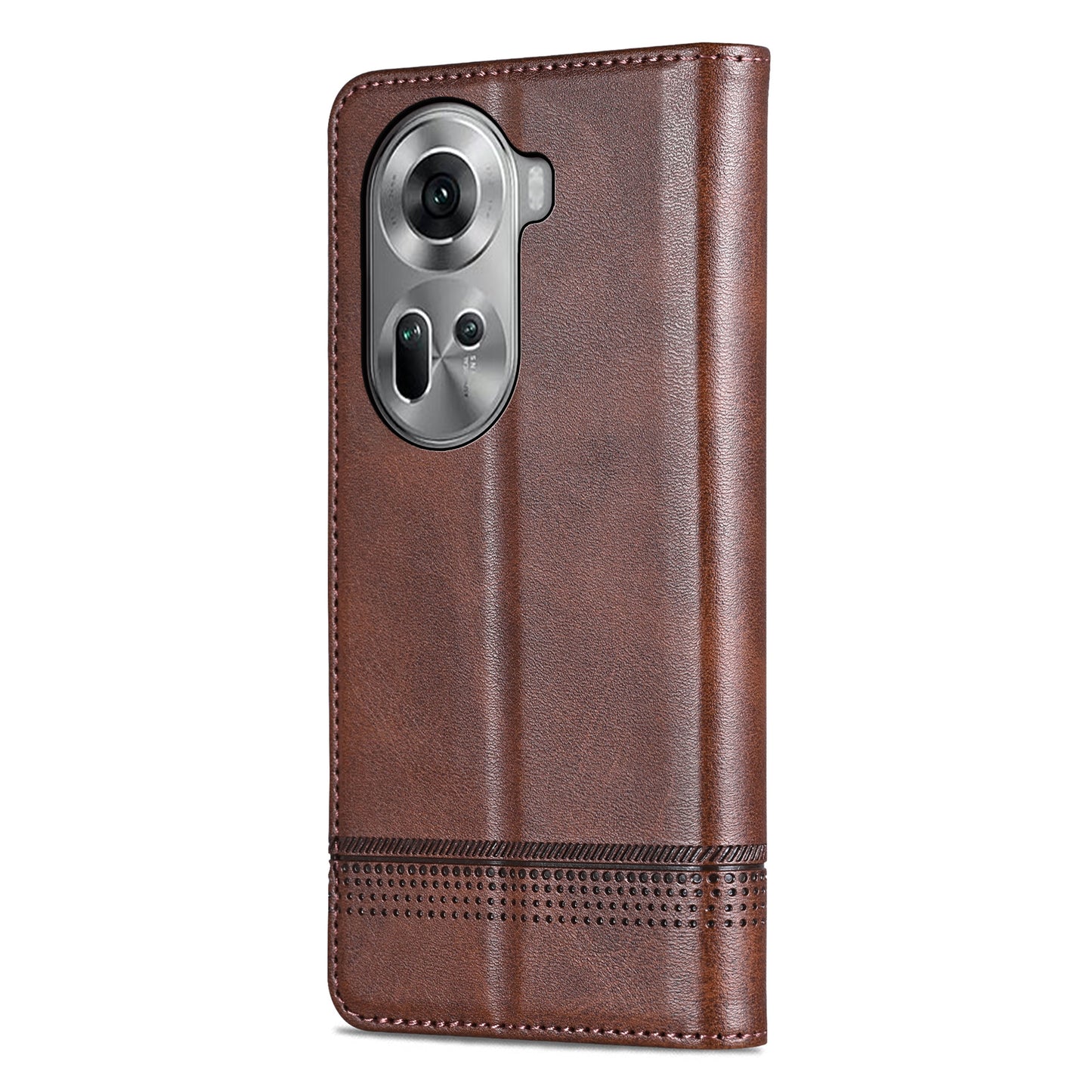 AZNS For Oppo Reno11 5G (Global) Case PU Leather Flip Stand Wallet Phone Cover - Coffee