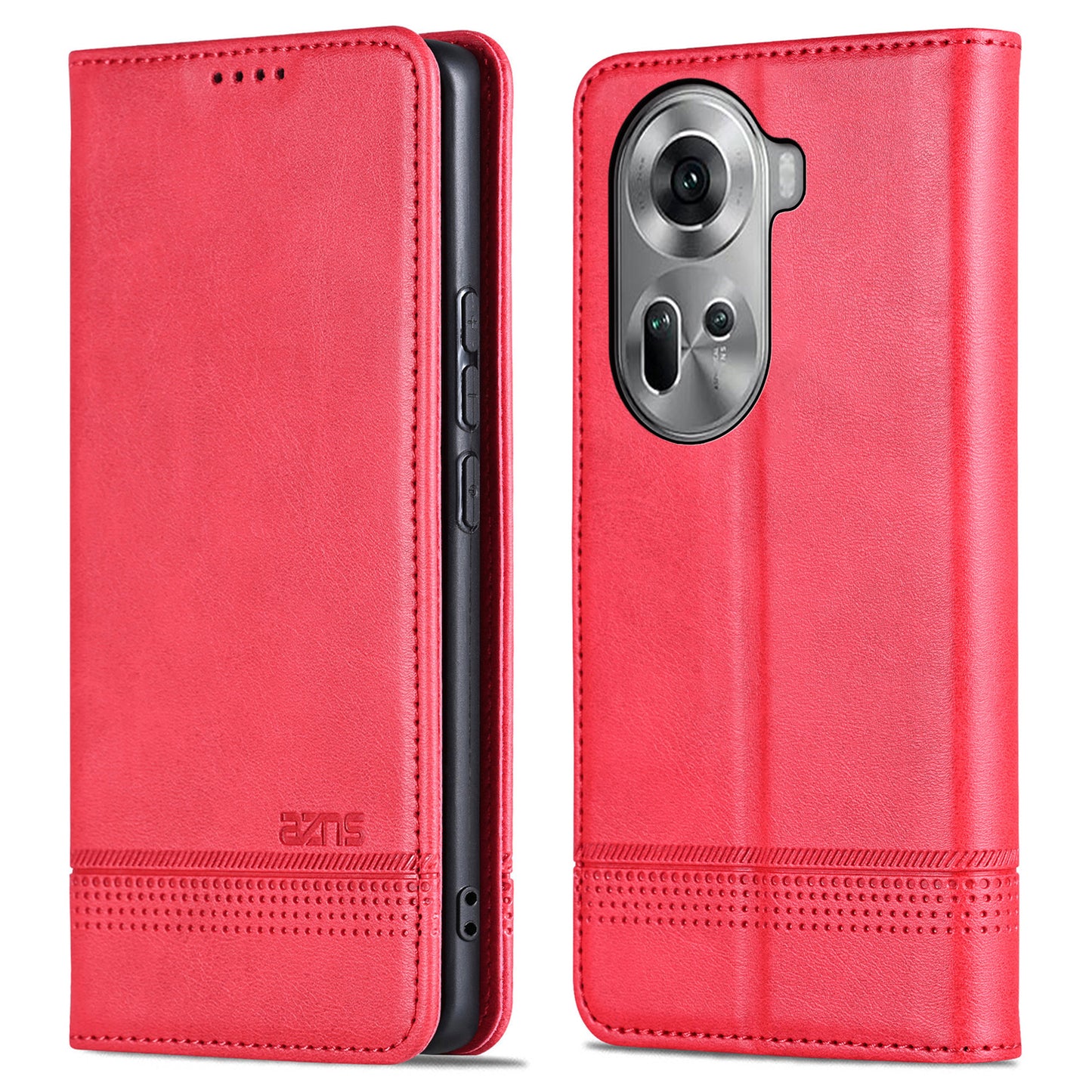 AZNS For Oppo Reno11 5G (Global) Case PU Leather Flip Stand Wallet Phone Cover - Red