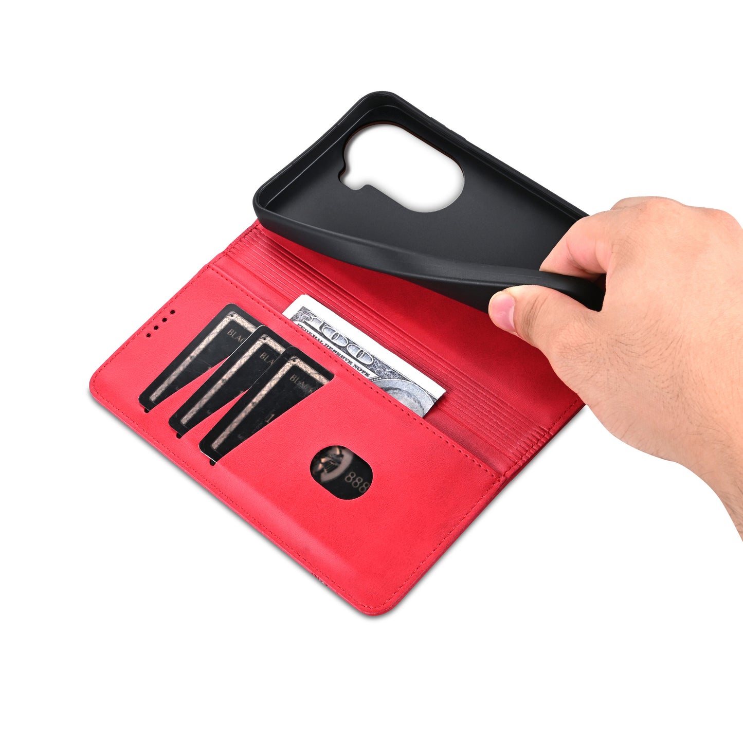 AZNS For Oppo Reno11 5G (Global) Case PU Leather Flip Stand Wallet Phone Cover - Red