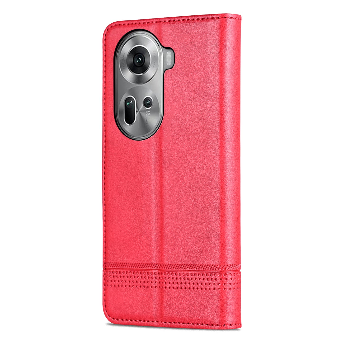 AZNS For Oppo Reno11 5G (Global) Case PU Leather Flip Stand Wallet Phone Cover - Red