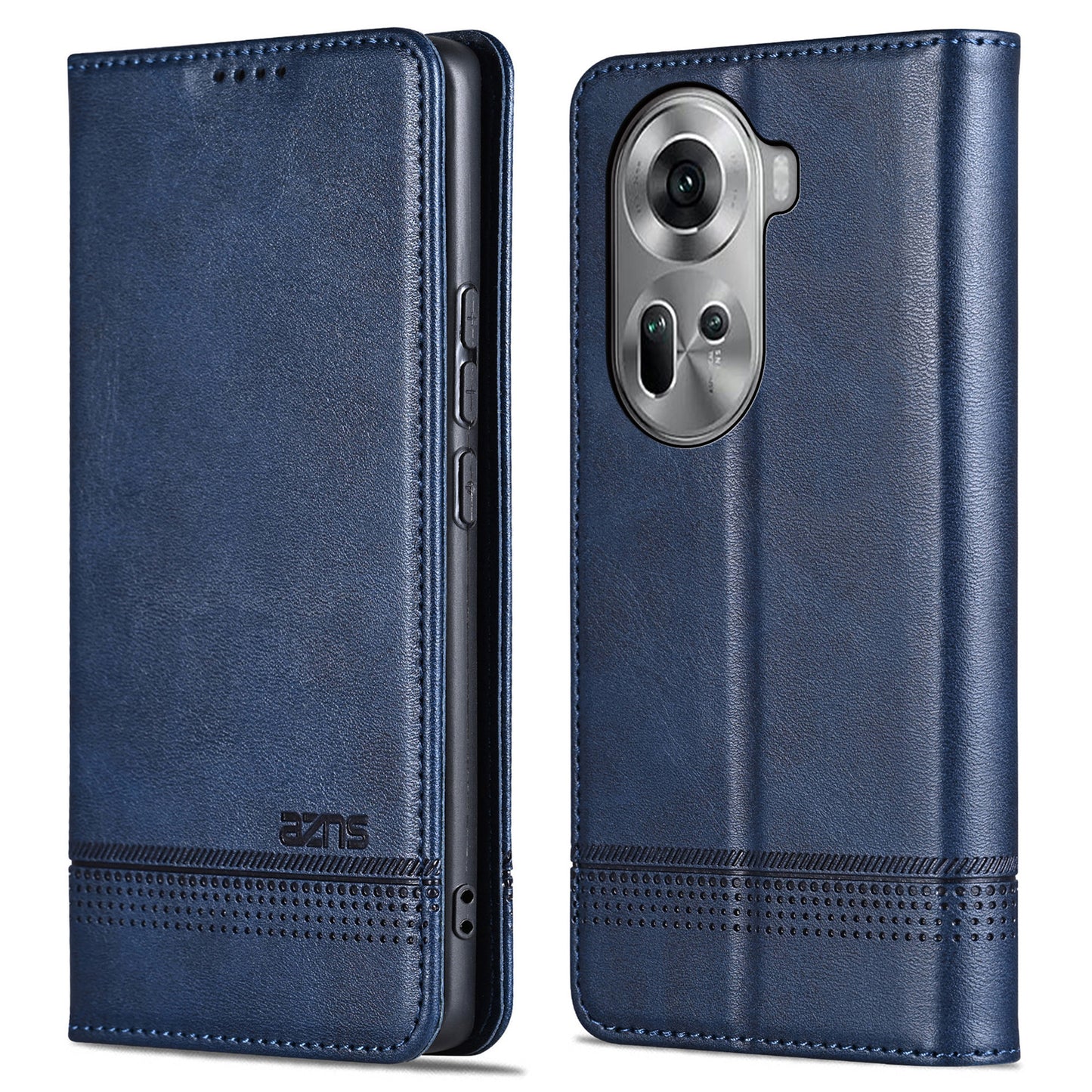 AZNS For Oppo Reno11 5G (Global) Case PU Leather Flip Stand Wallet Phone Cover - Blue