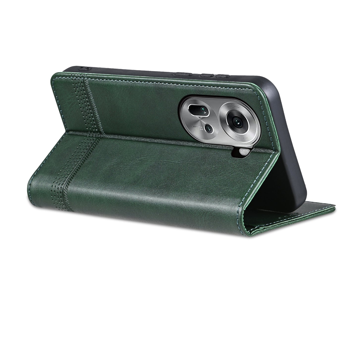 AZNS For Oppo Reno11 5G (Global) Case PU Leather Flip Stand Wallet Phone Cover - Green