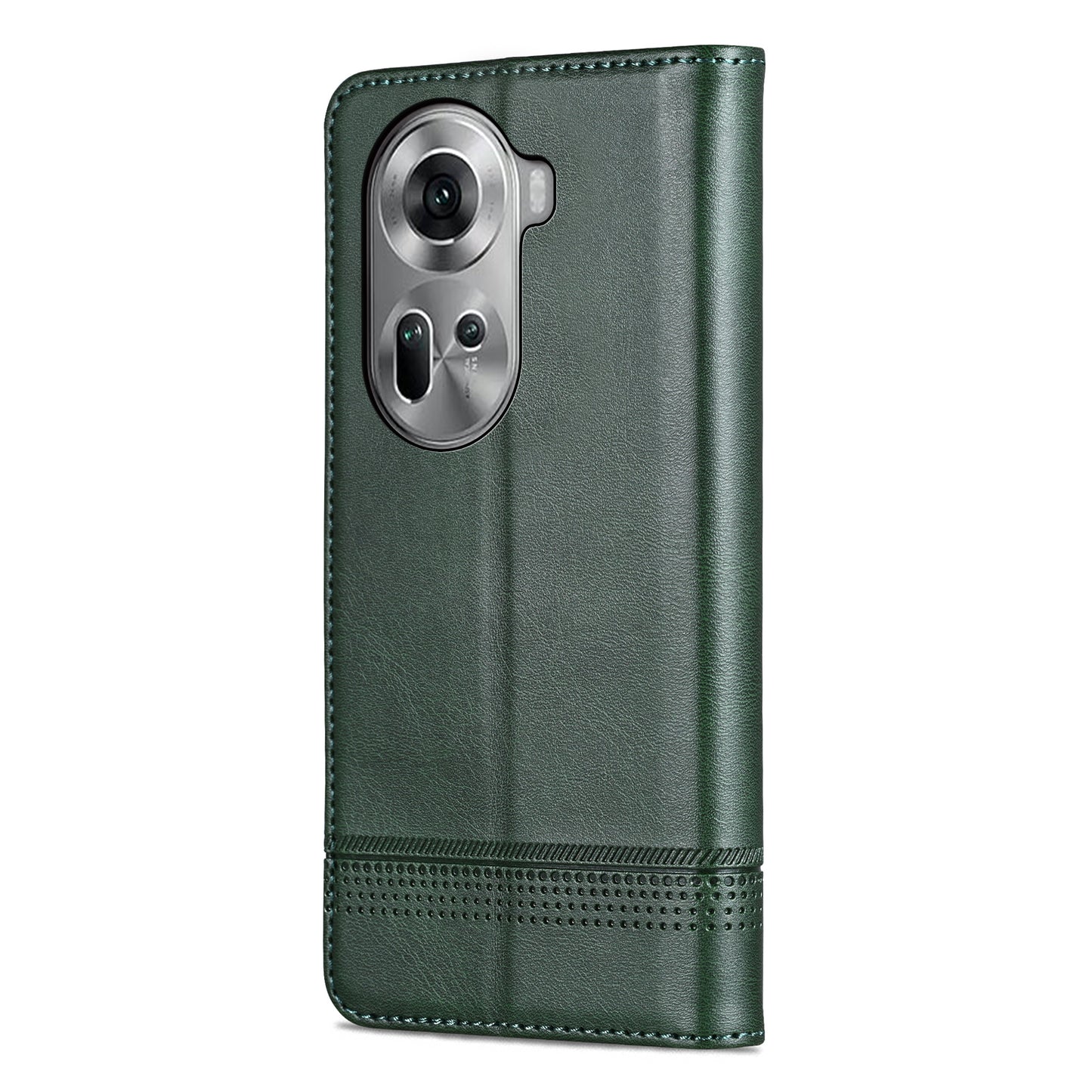 AZNS For Oppo Reno11 5G (Global) Case PU Leather Flip Stand Wallet Phone Cover - Green