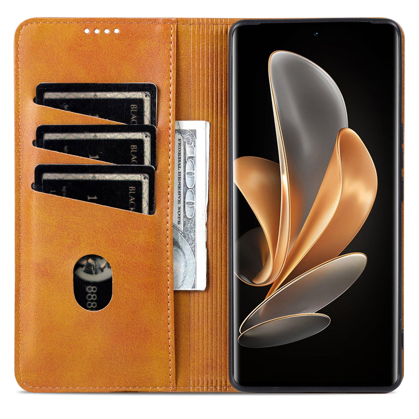 AZNS For Oppo Reno11 5G (Global) Case PU Leather Flip Stand Wallet Phone Cover - Brown
