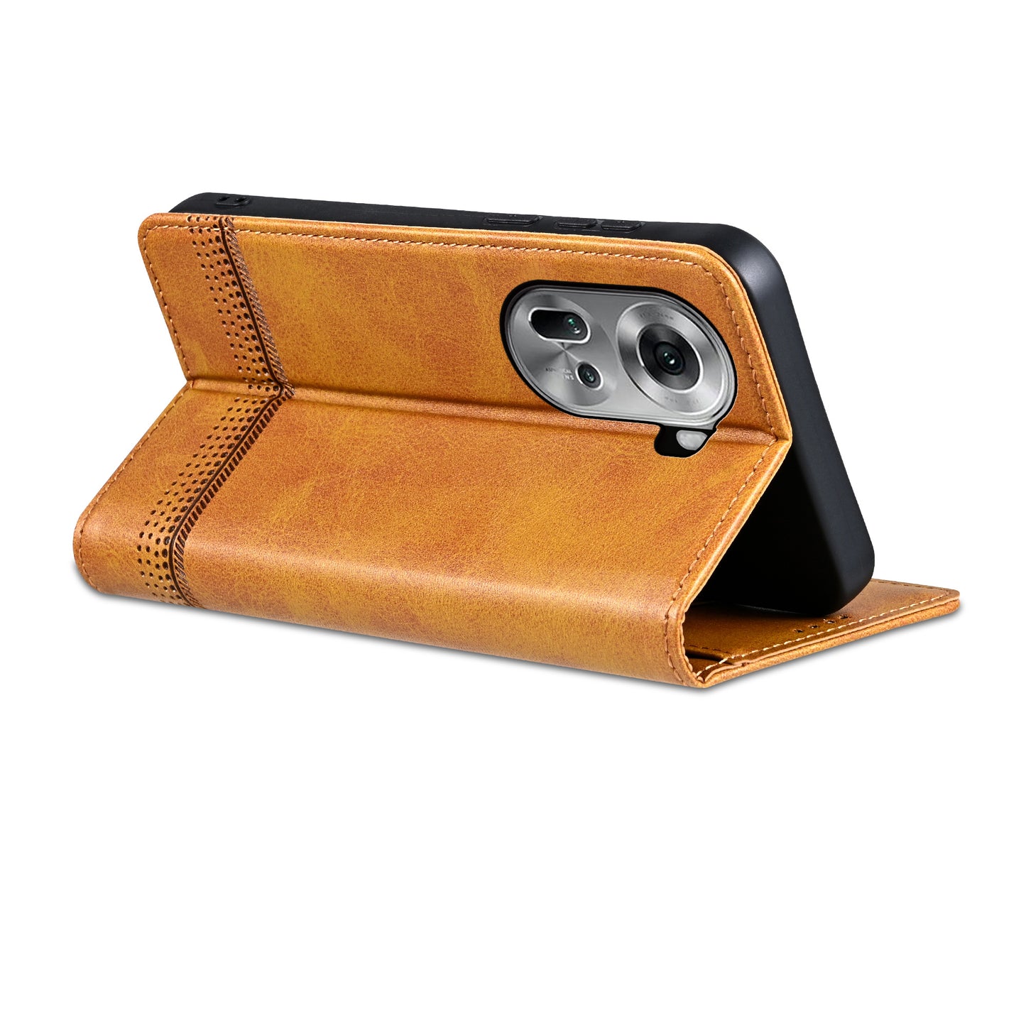 AZNS For Oppo Reno11 5G (Global) Case PU Leather Flip Stand Wallet Phone Cover - Brown
