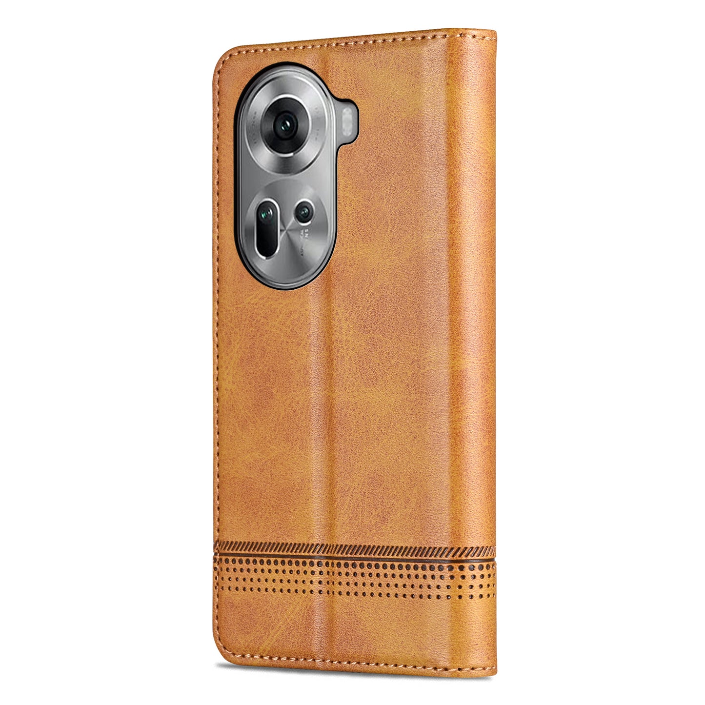 AZNS For Oppo Reno11 5G (Global) Case PU Leather Flip Stand Wallet Phone Cover - Brown