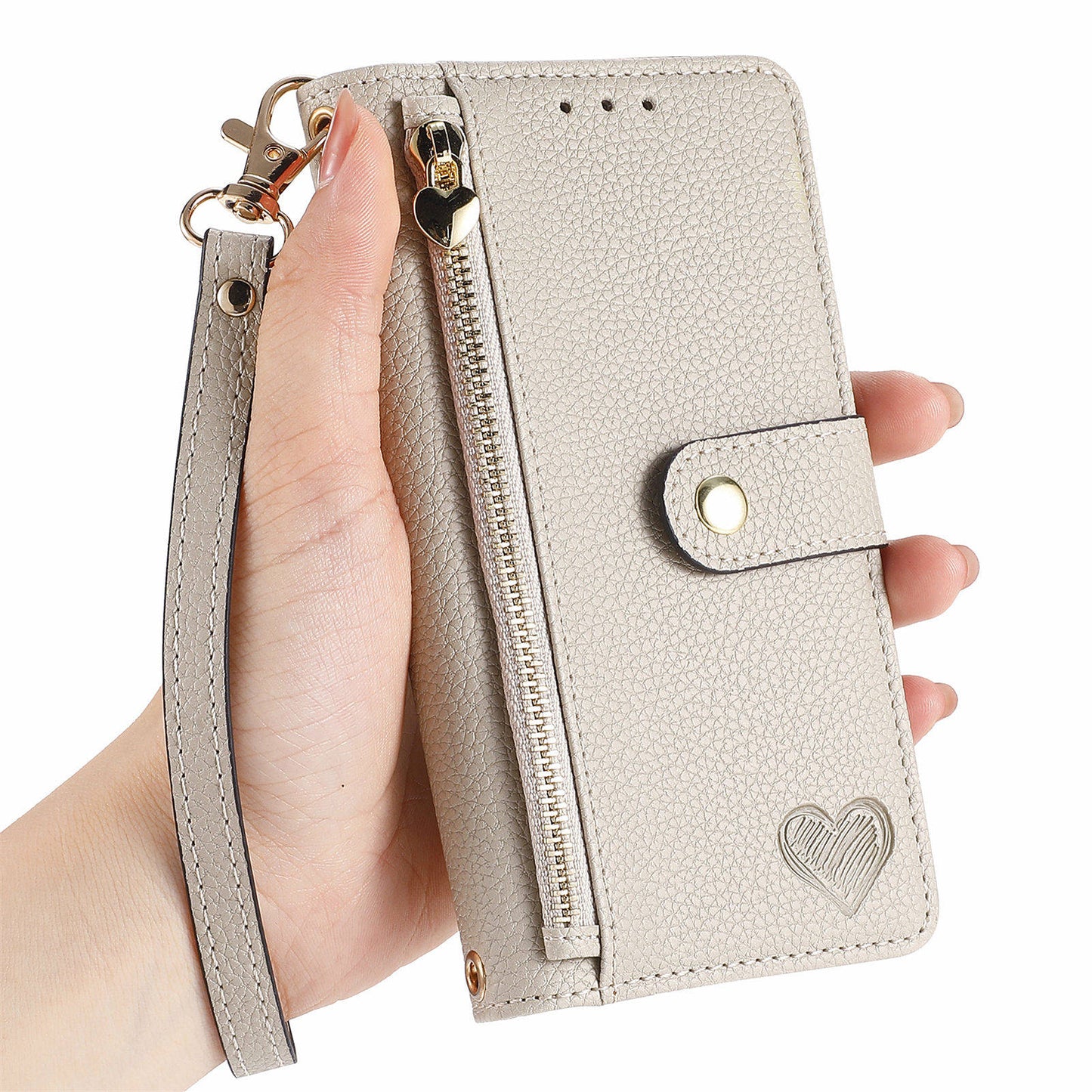 For Samsung Galaxy S24+ Leather Case RFID Blocking Zipper Walet Phone Cover - Grey