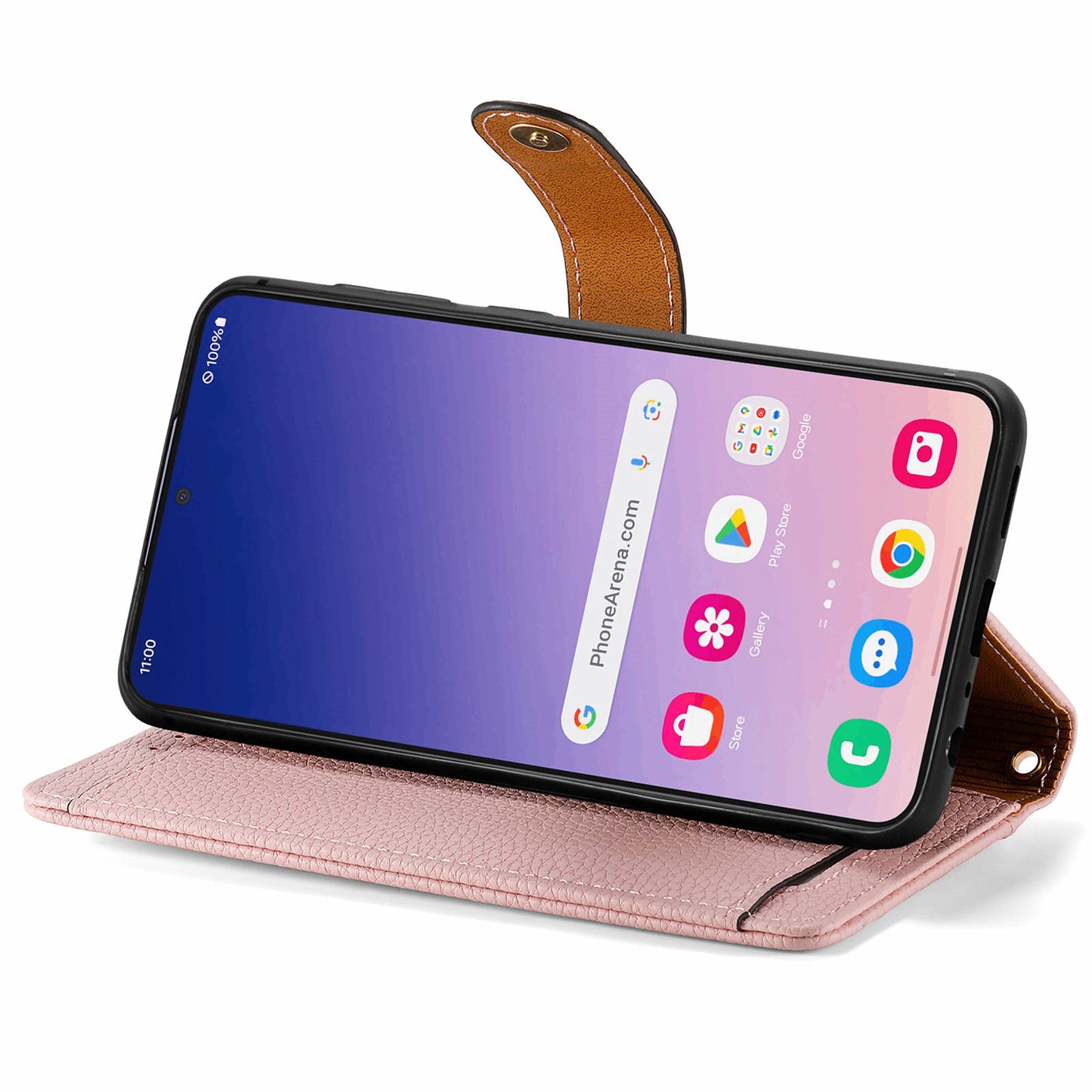 For Samsung Galaxy S24+ Leather Case RFID Blocking Zipper Walet Phone Cover - Pink