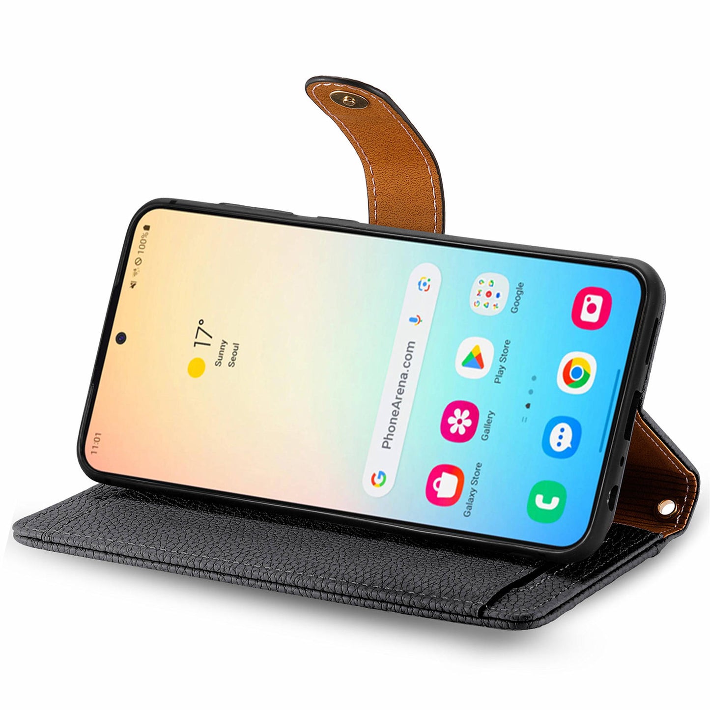 For Samsung Galaxy S24 Wallet Case RFID Blocking Leather Phone Cover - Black