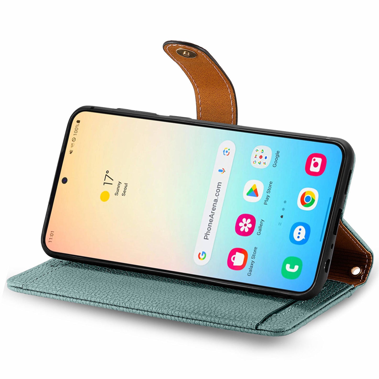 For Samsung Galaxy S24 Wallet Case RFID Blocking Leather Phone Cover - Green