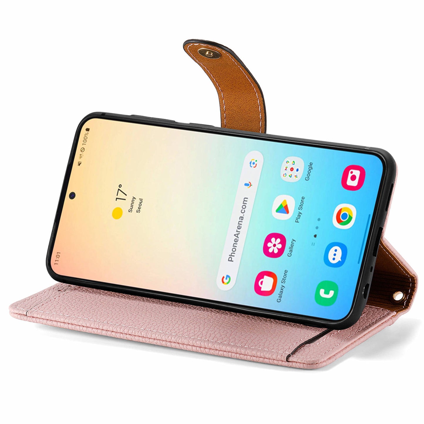 For Samsung Galaxy S24 Wallet Case RFID Blocking Leather Phone Cover - Pink